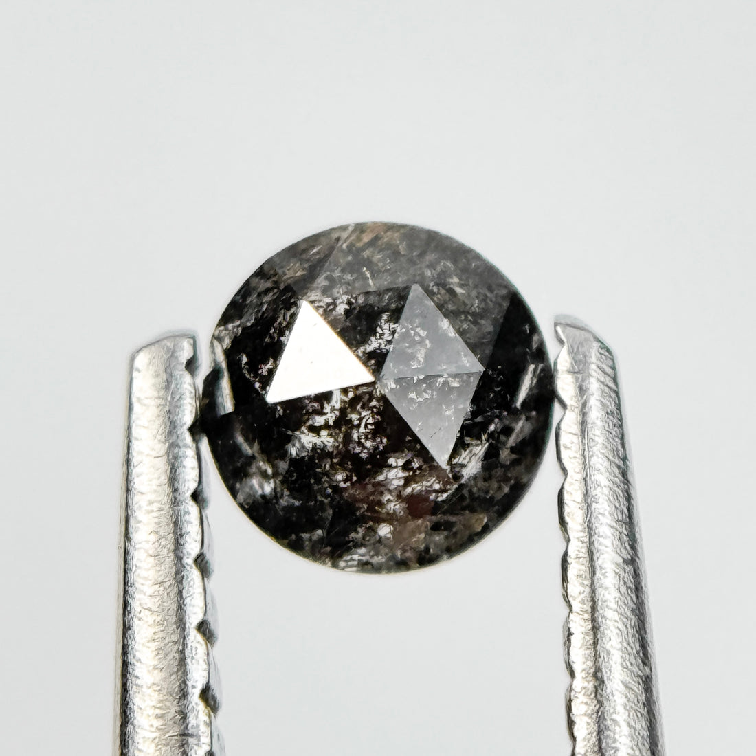 0.30 Ct Round Rose Cut Grey Natural Salt and Pepper Diamond