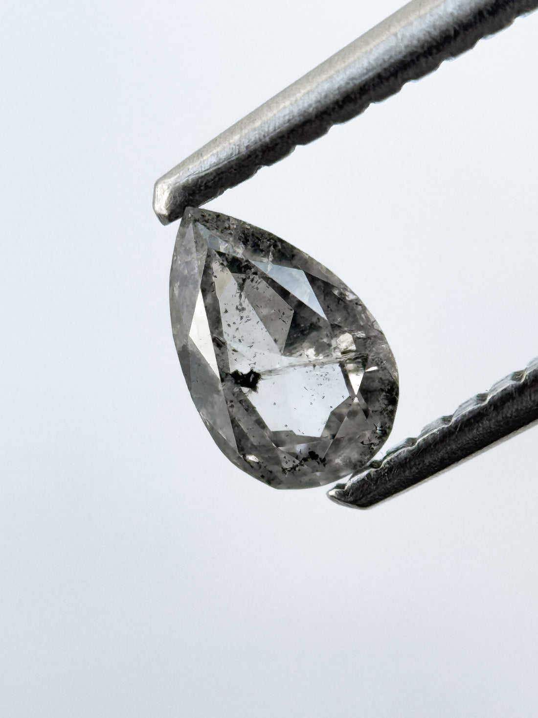0.43 Ct Pear Rose Cut Grey Natural Fancy Diamond