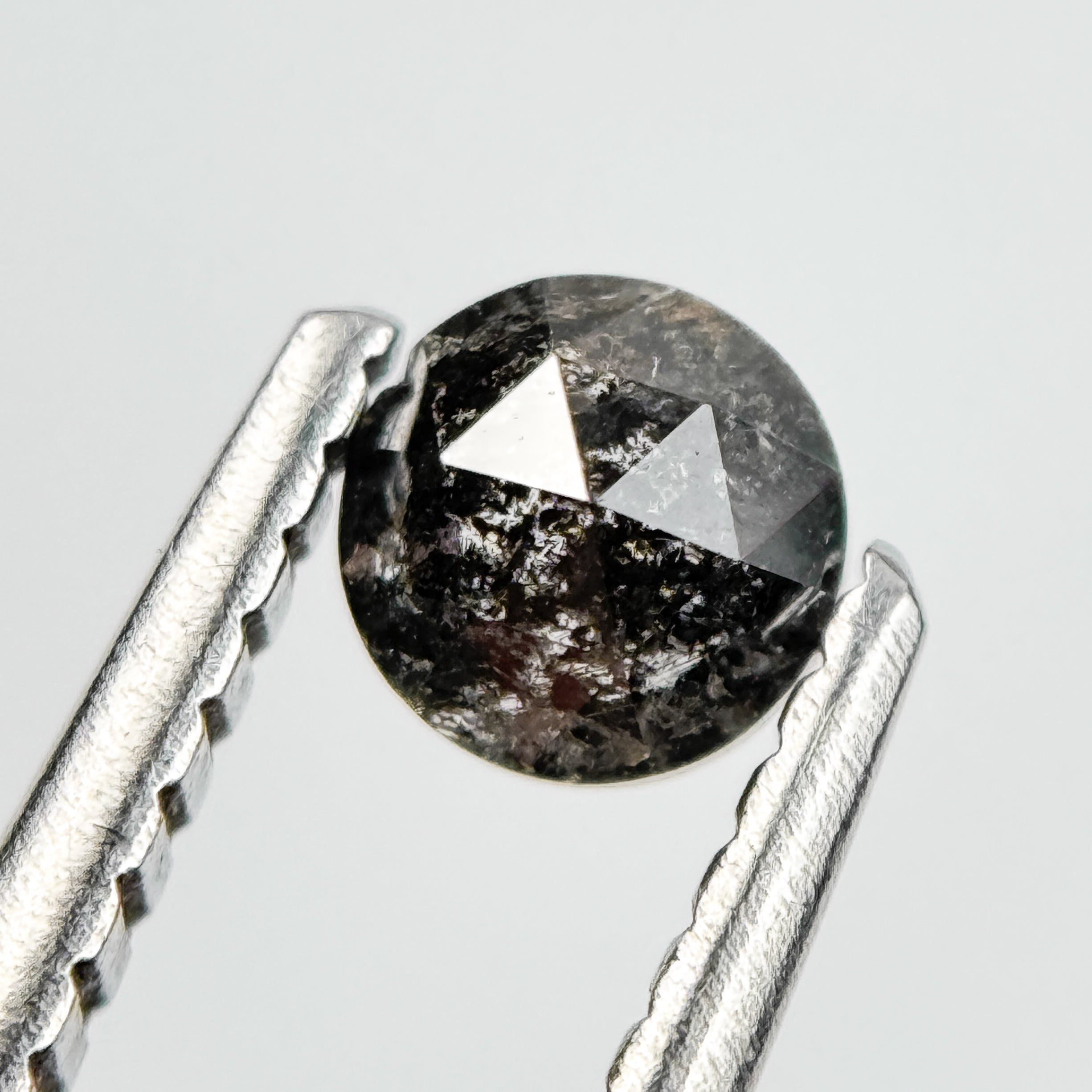 0.30 Ct Round Rose Cut Grey Natural Salt and Pepper Diamond