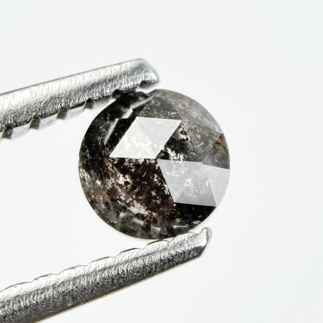 0.30 Ct Round Rose Cut Grey Natural Salt and Pepper Diamond