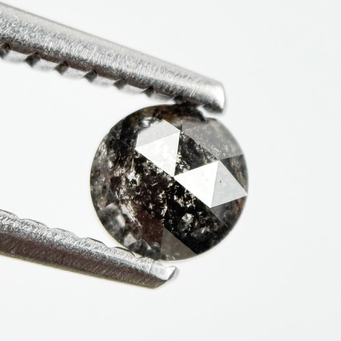 0.30 Ct Round Rose Cut Grey Natural Salt and Pepper Diamond