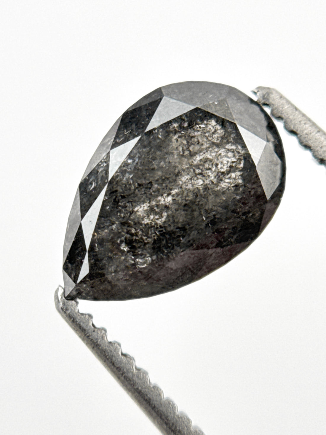 1.56 Ct Pear Rose Cut Grey Natural Salt and Pepper Diamond