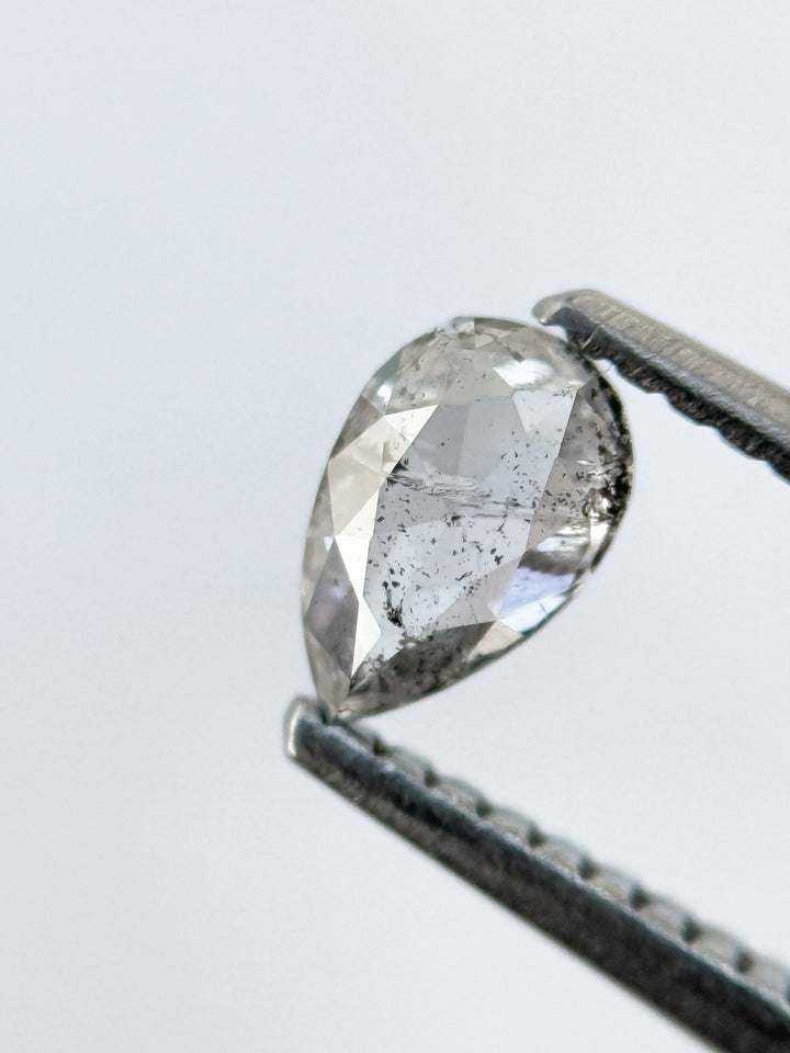 0.43 Ct Pear Rose Cut Grey Natural Fancy Diamond