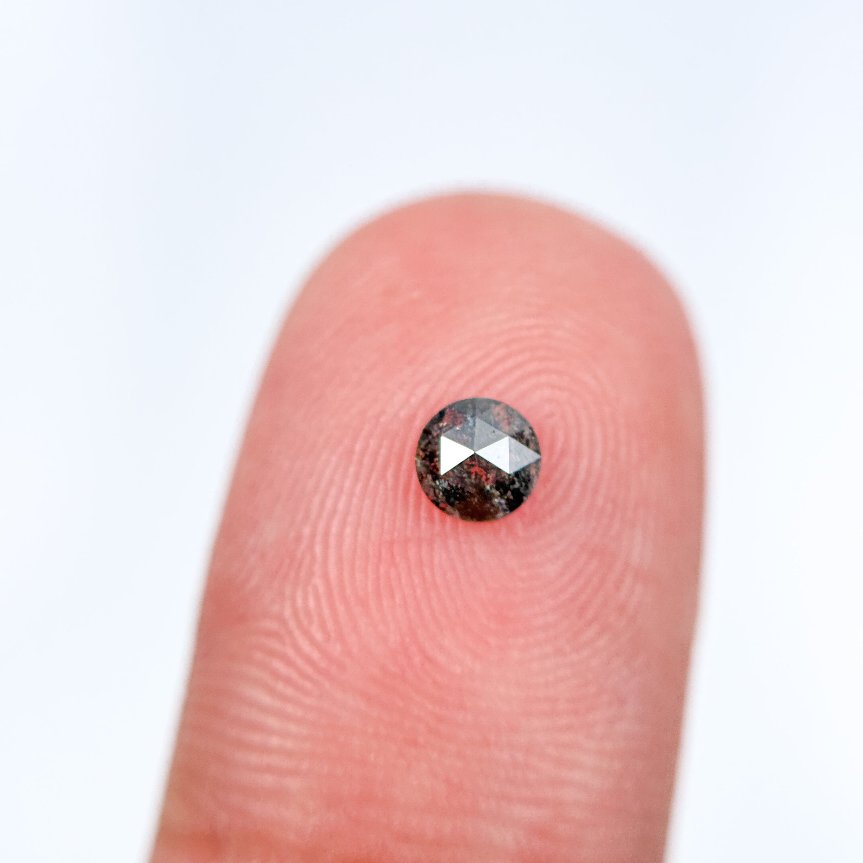0.30 Ct Round Rose Cut Grey Natural Salt and Pepper Diamond