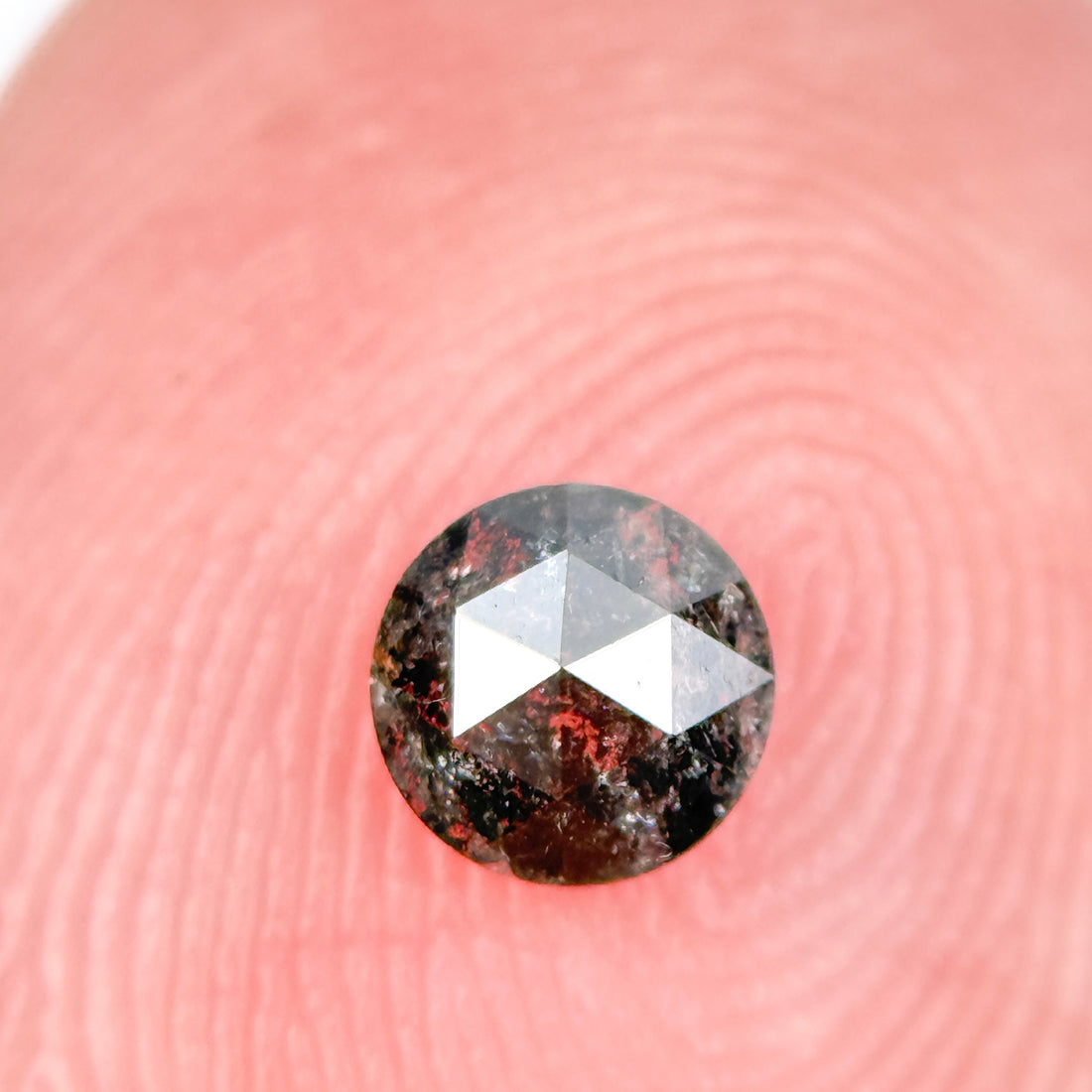 0.30 Ct Round Rose Cut Grey Natural Salt and Pepper Diamond