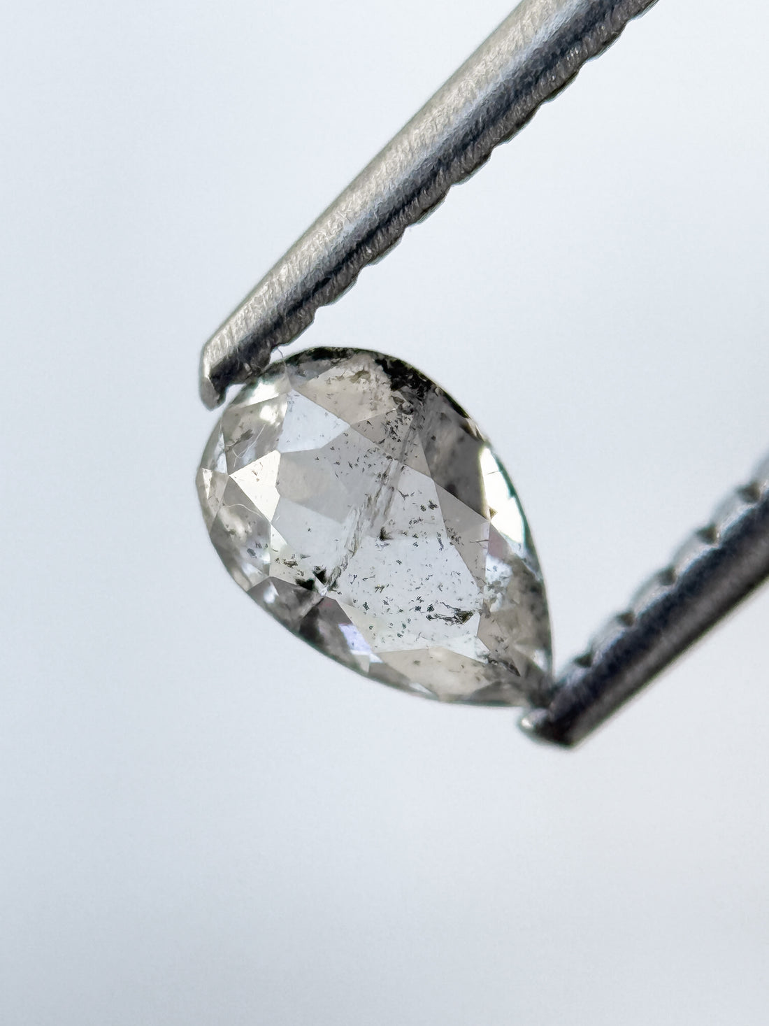 0.43 Ct Pear Rose Cut Grey Natural Fancy Diamond