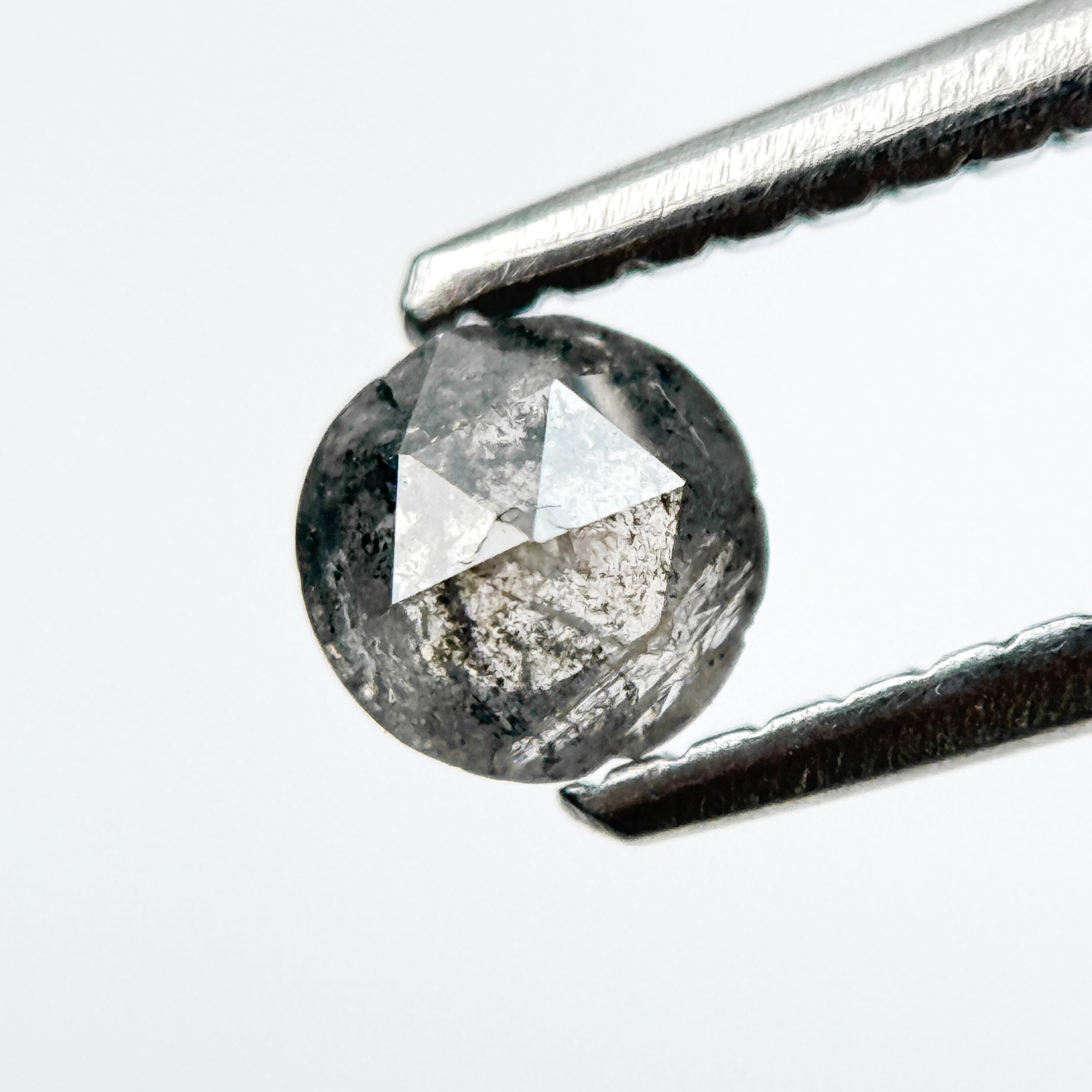 0.32 Ct Round Rose Cut Grey Natural Salt and Pepper Diamond