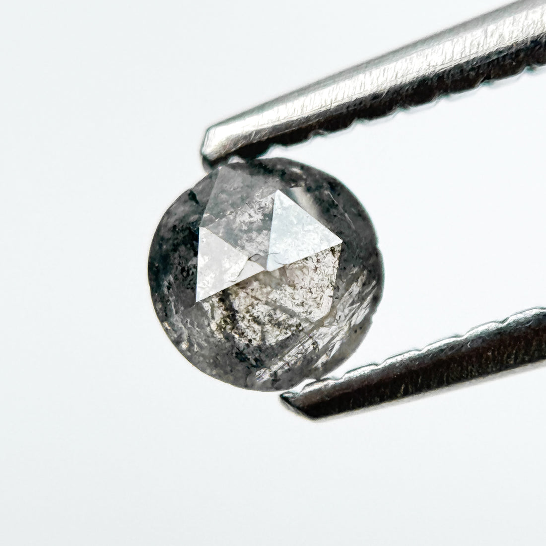 0.32 Ct Round Rose Cut Grey Natural Salt and Pepper Diamond