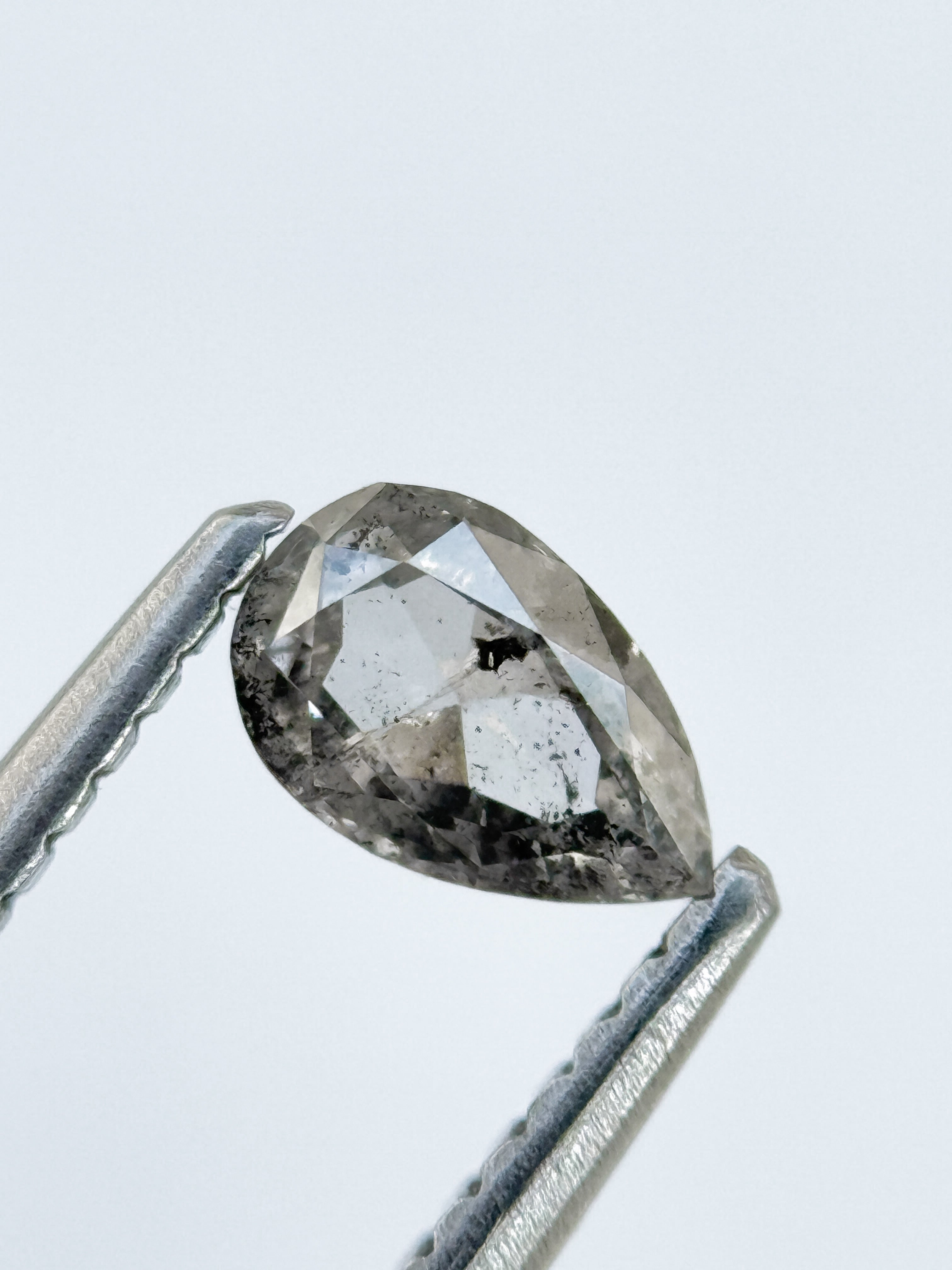 0.43 Ct Pear Rose Cut Grey Natural Fancy Diamond