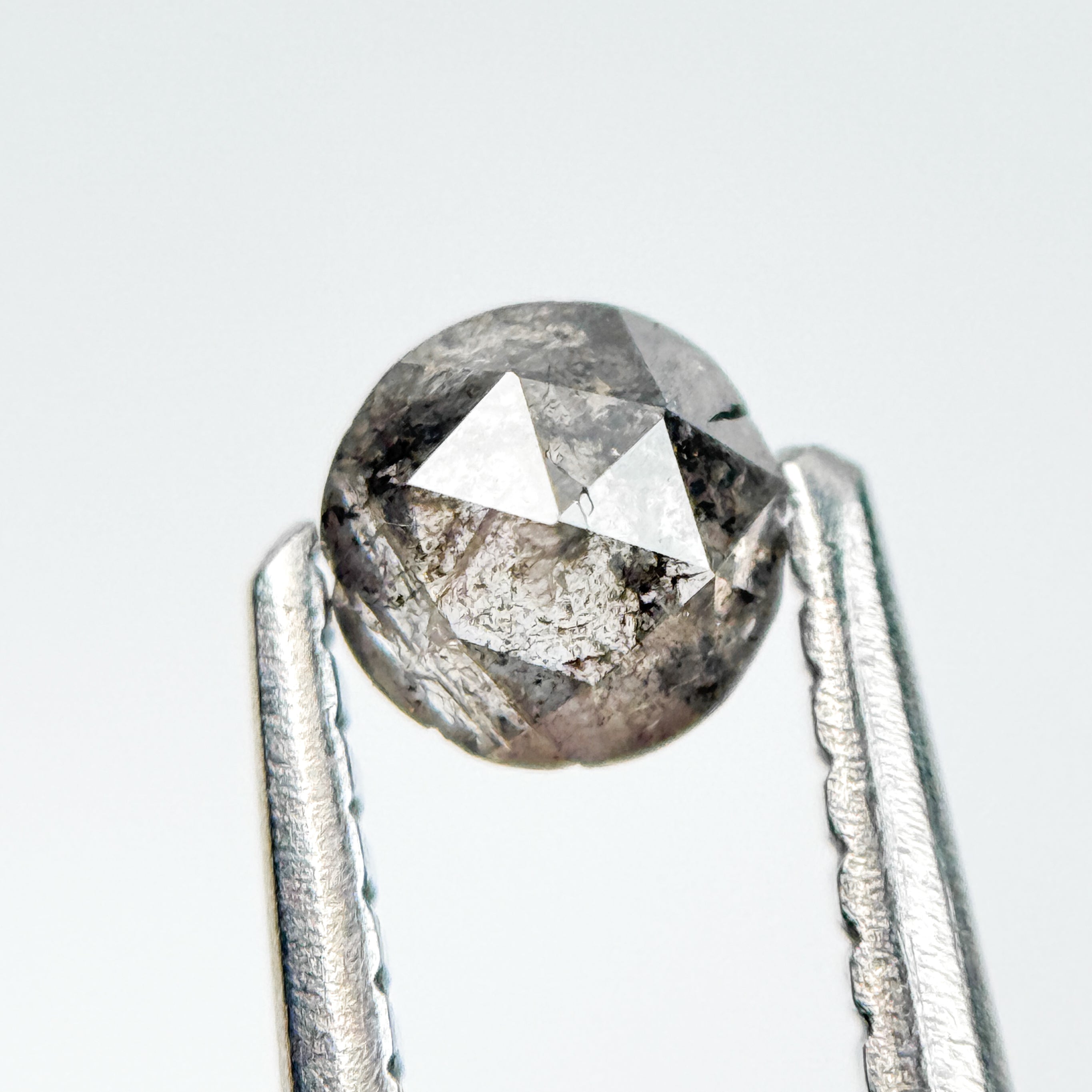 0.32 Ct Round Rose Cut Grey Natural Salt and Pepper Diamond