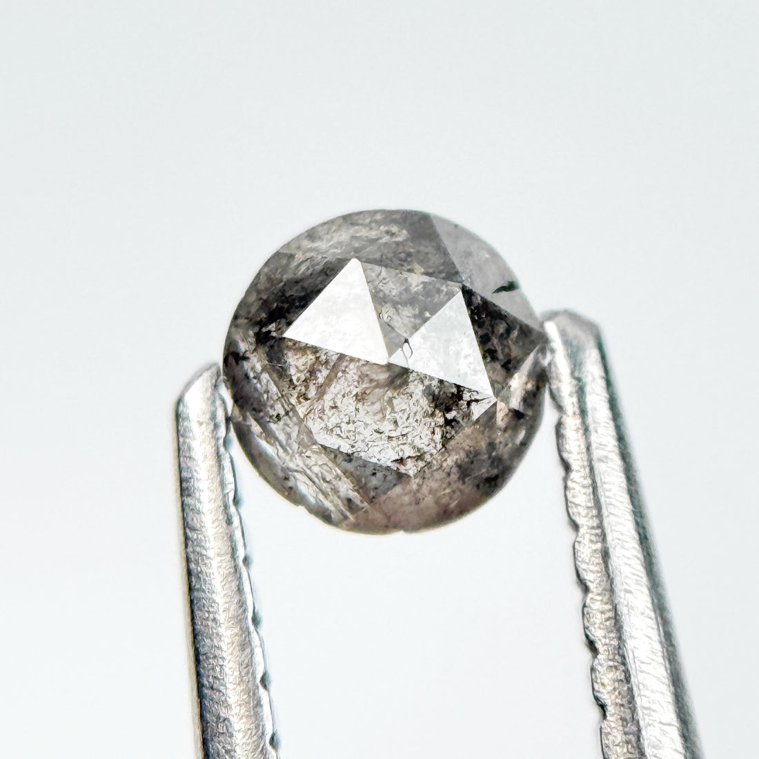 0.32 Ct Round Rose Cut Grey Natural Salt and Pepper Diamond