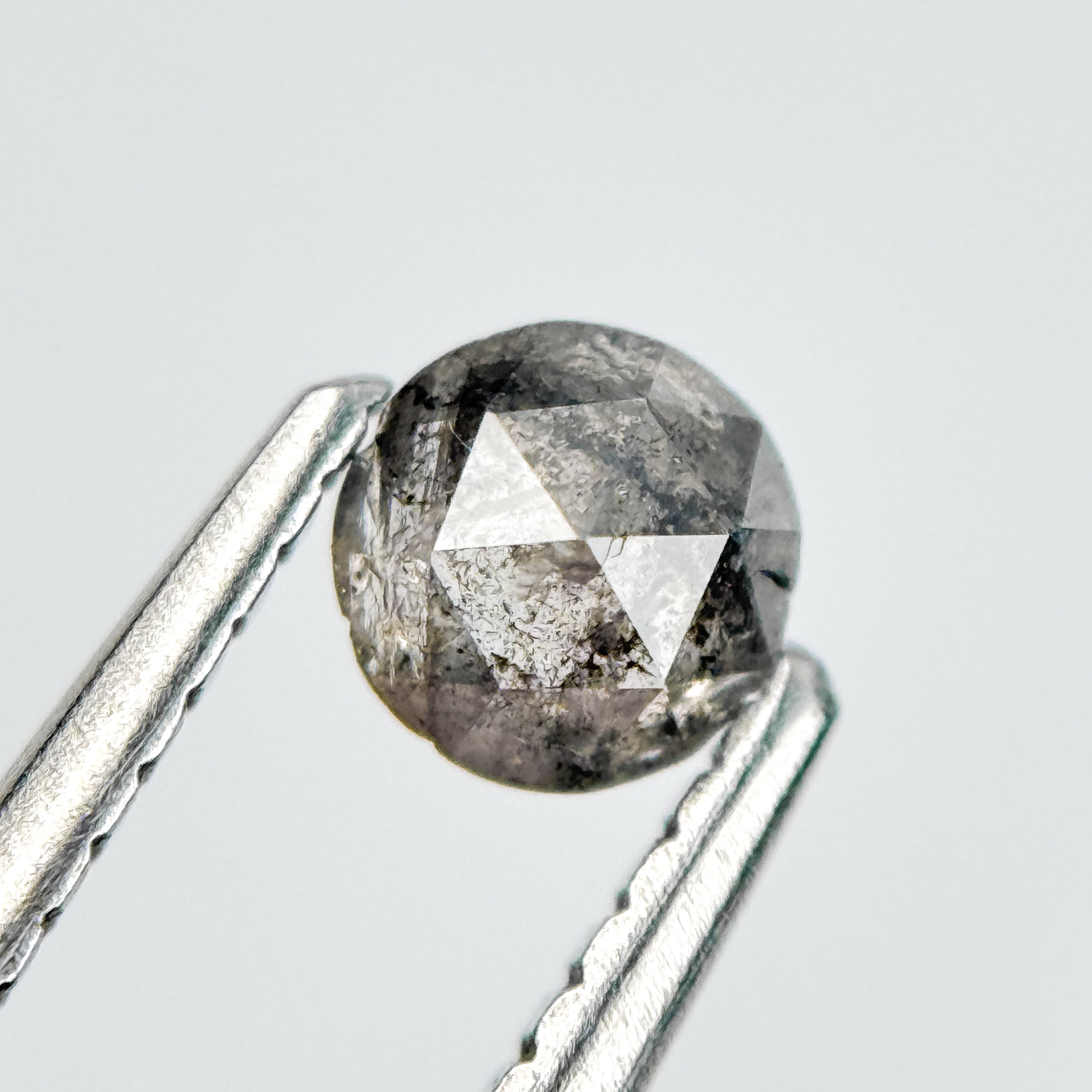 0.32 Ct Round Rose Cut Grey Natural Salt and Pepper Diamond