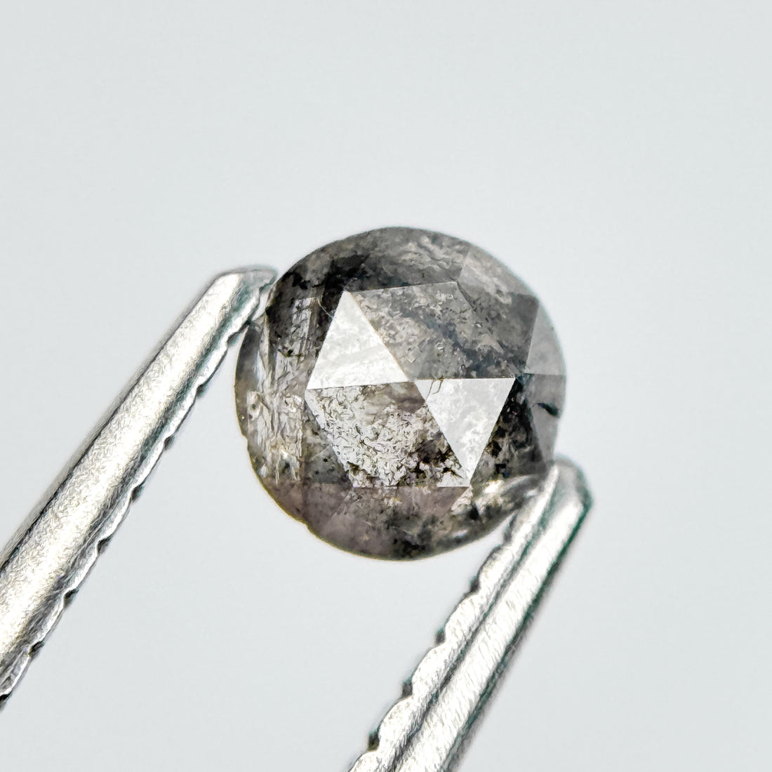 0.32 Ct Round Rose Cut Grey Natural Salt and Pepper Diamond