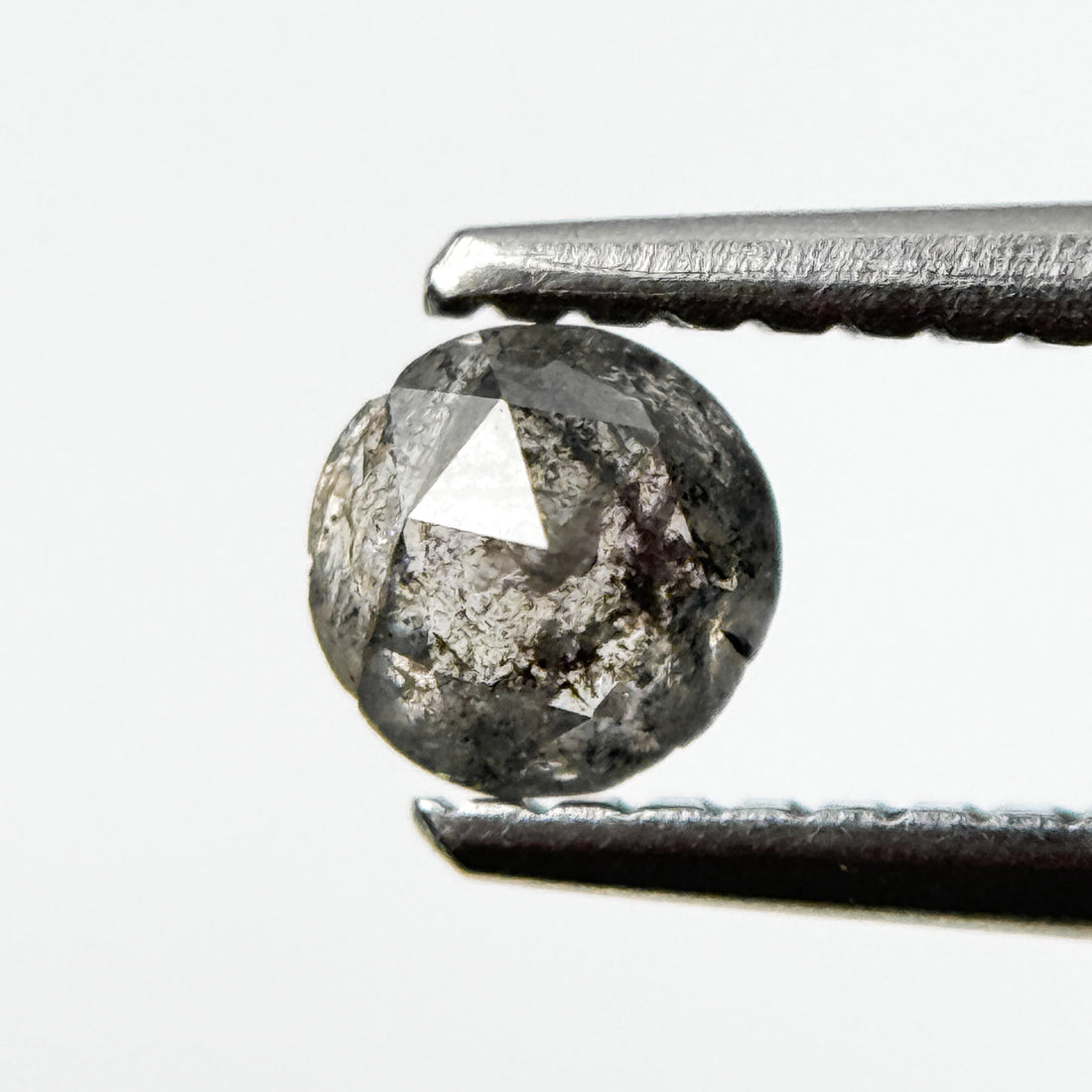 0.32 Ct Round Rose Cut Grey Natural Salt and Pepper Diamond