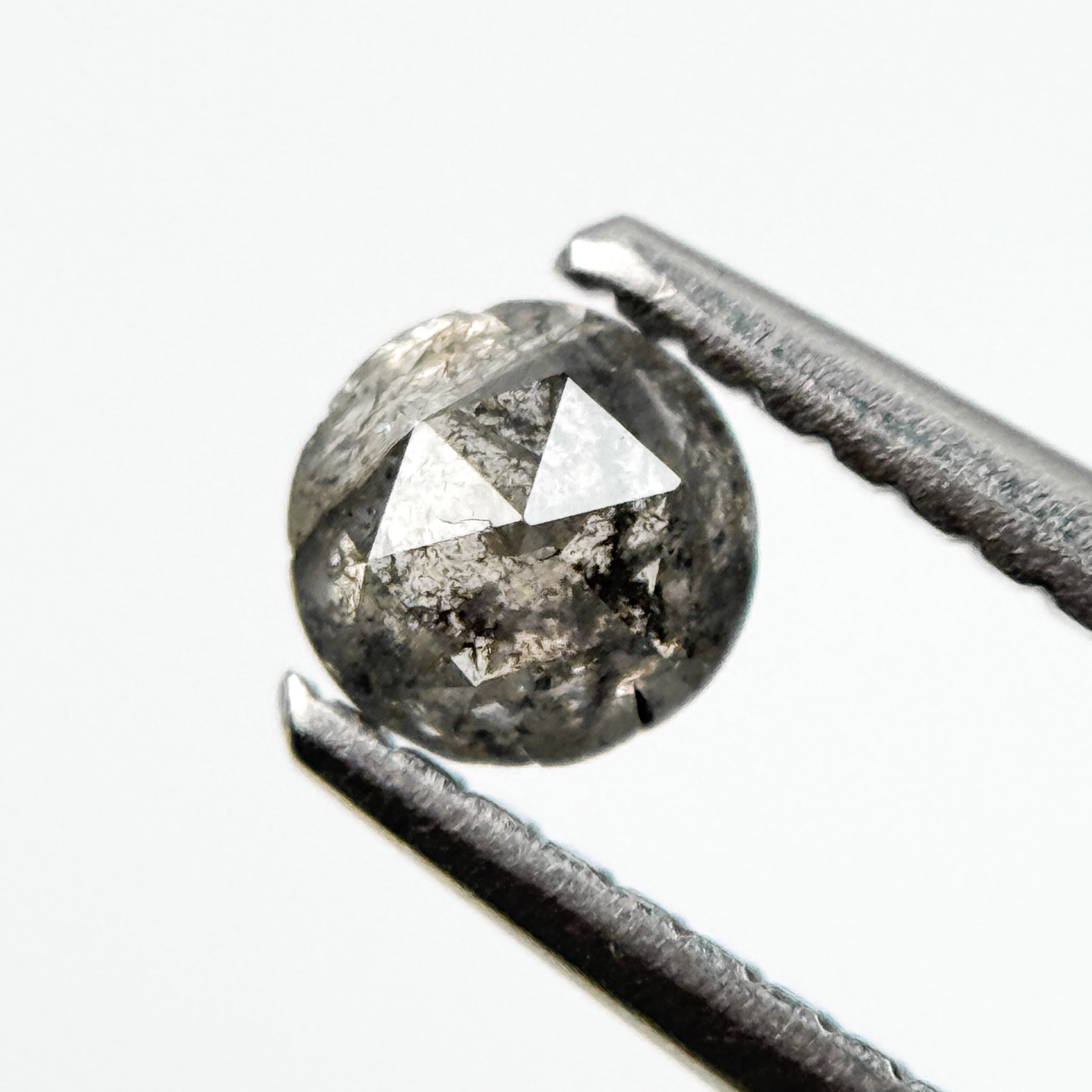 0.32 Ct Round Rose Cut Grey Natural Salt and Pepper Diamond
