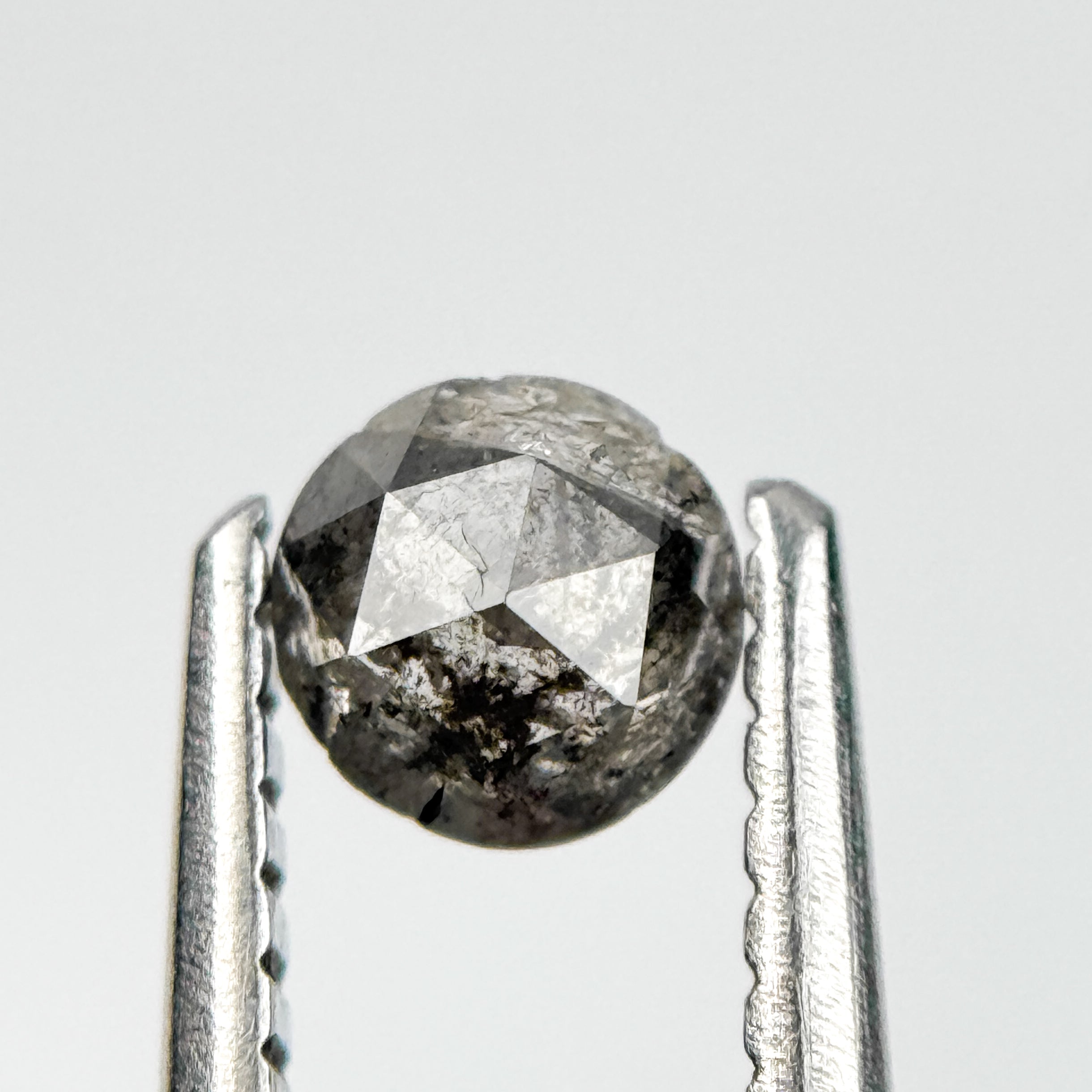 0.32 Ct Round Rose Cut Grey Natural Salt and Pepper Diamond
