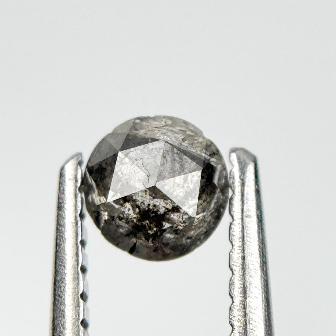 0.32 Ct Round Rose Cut Grey Natural Salt and Pepper Diamond