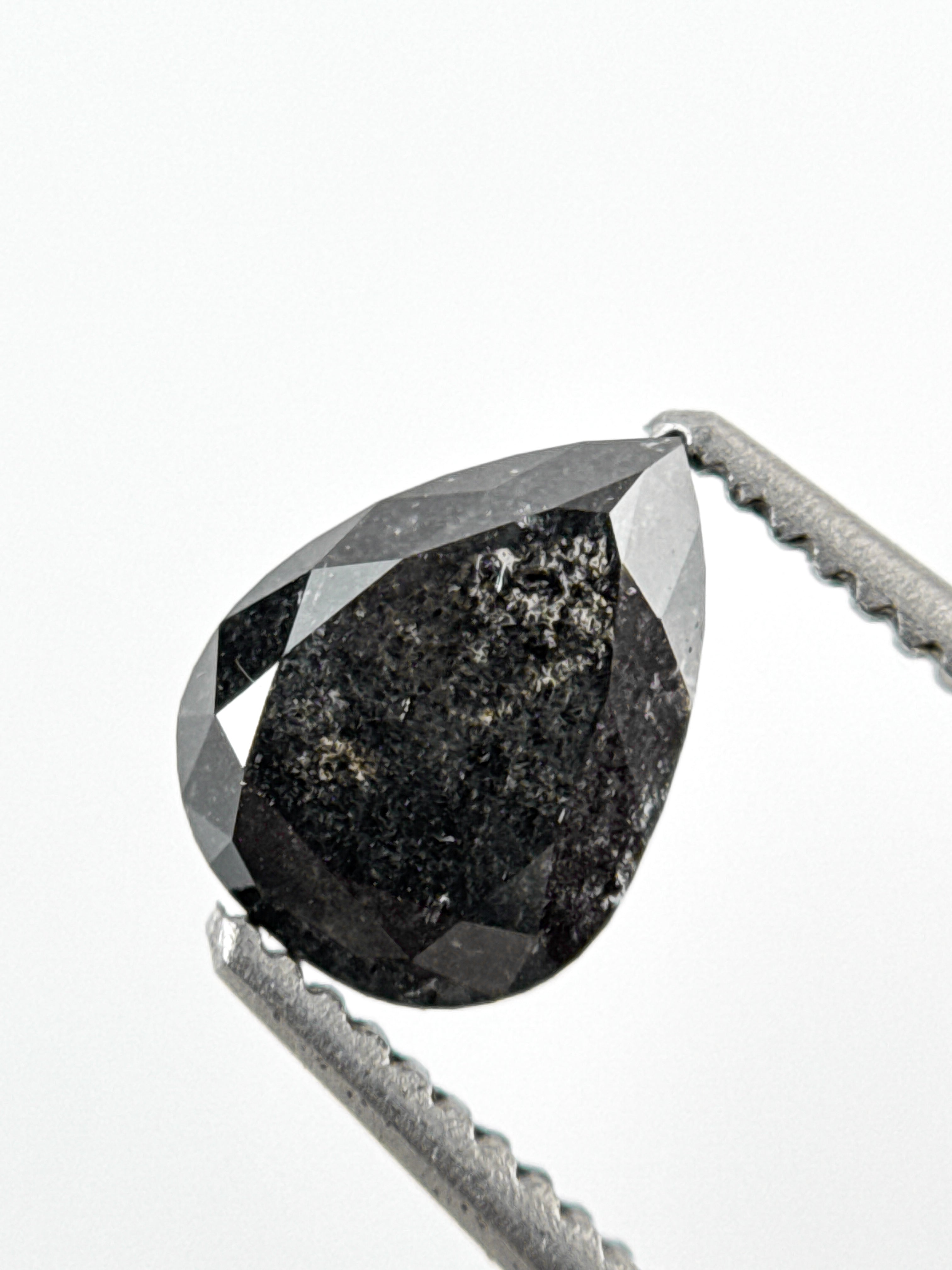 1.10 Ct Pear Rose Cut Grey Natural Minimalist Diamond