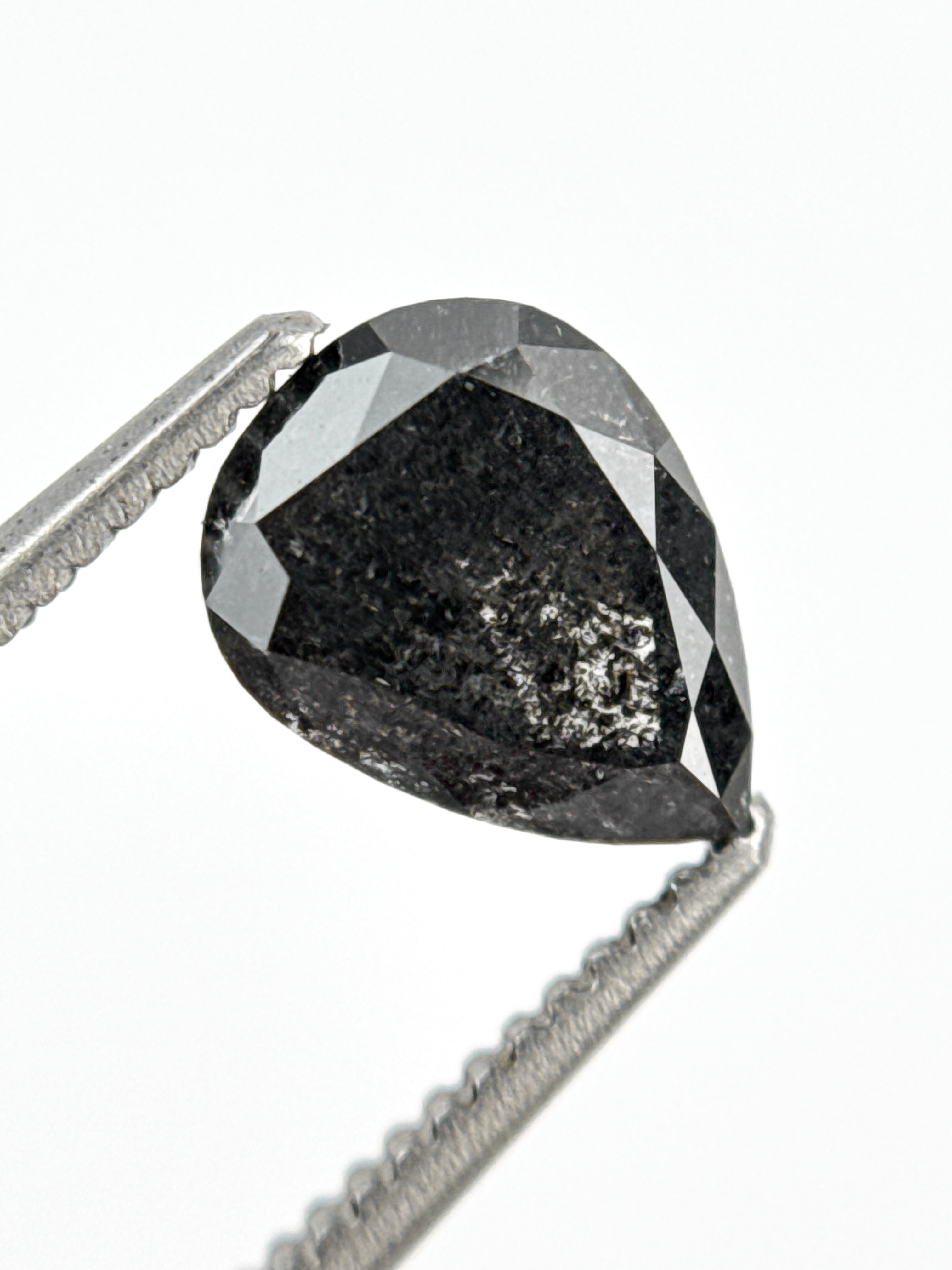 1.10 Ct Pear Rose Cut Grey Natural Minimalist Diamond