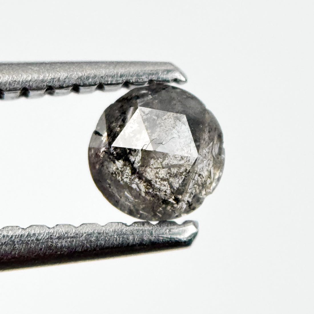 0.32 Ct Round Rose Cut Grey Natural Salt and Pepper Diamond