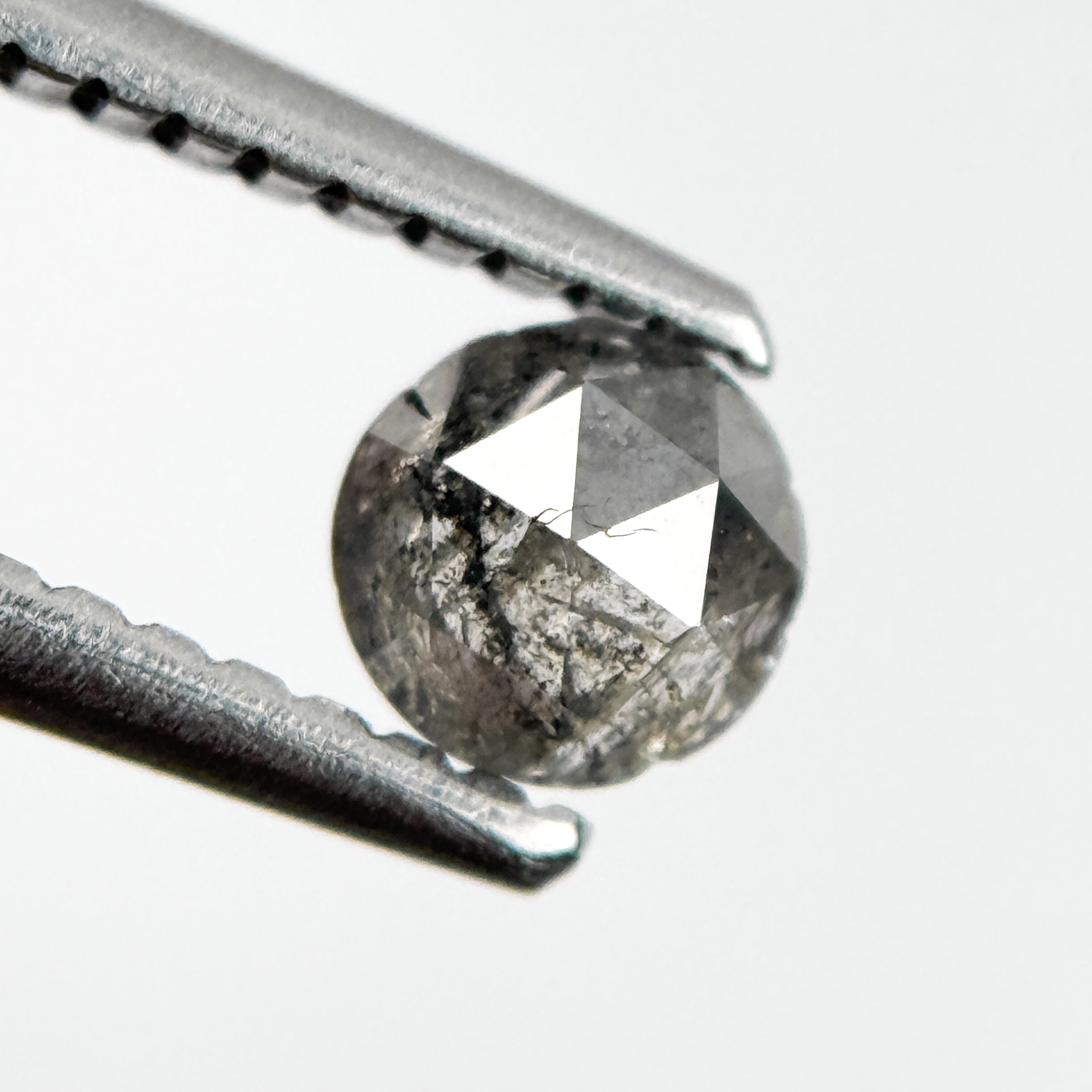 0.32 Ct Round Rose Cut Grey Natural Salt and Pepper Diamond