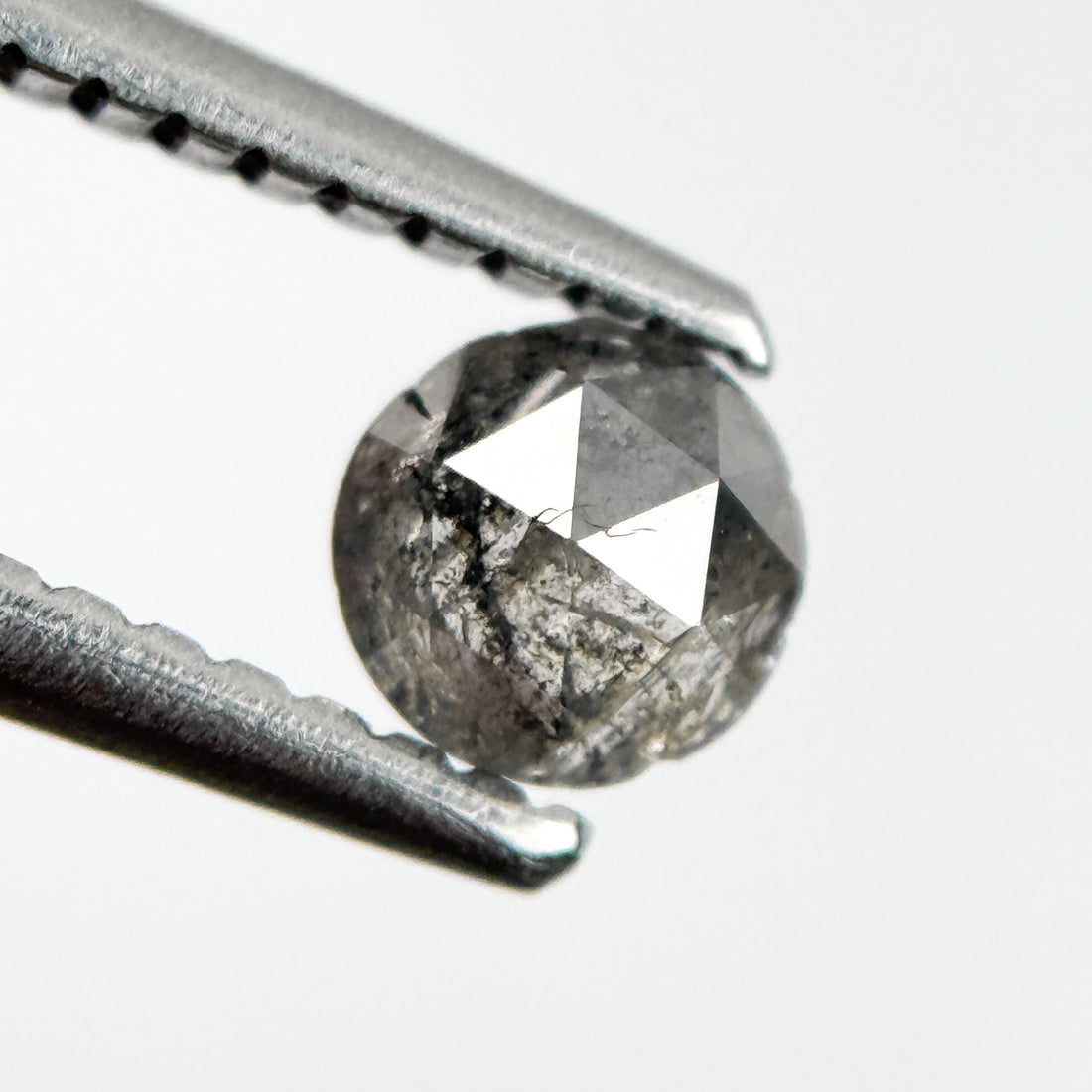 0.32 Ct Round Rose Cut Grey Natural Salt and Pepper Diamond