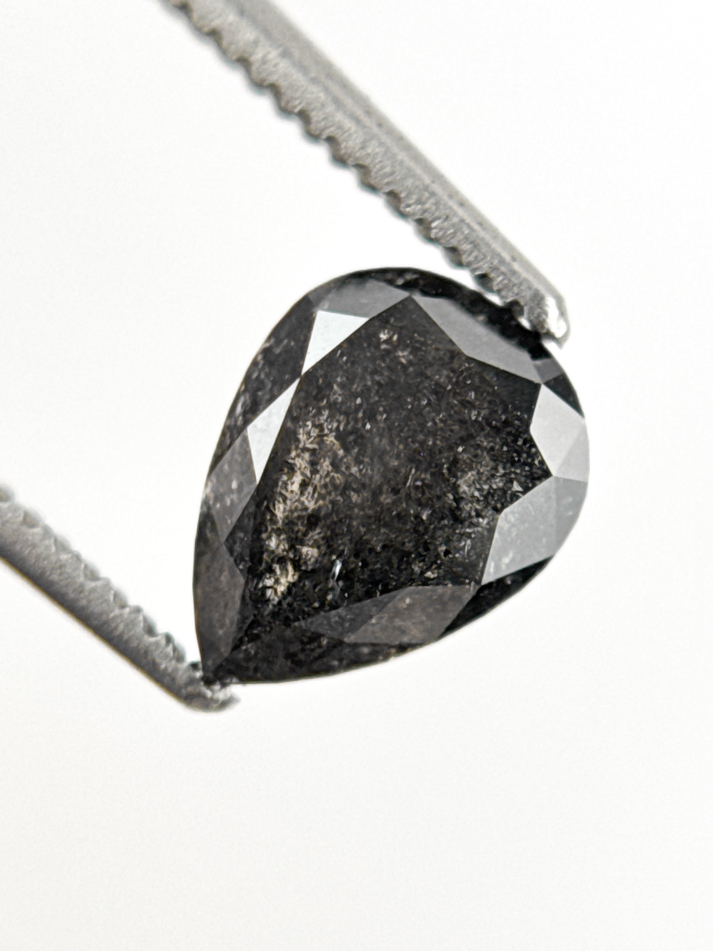 1.10 Ct Pear Rose Cut Grey Natural Minimalist Diamond