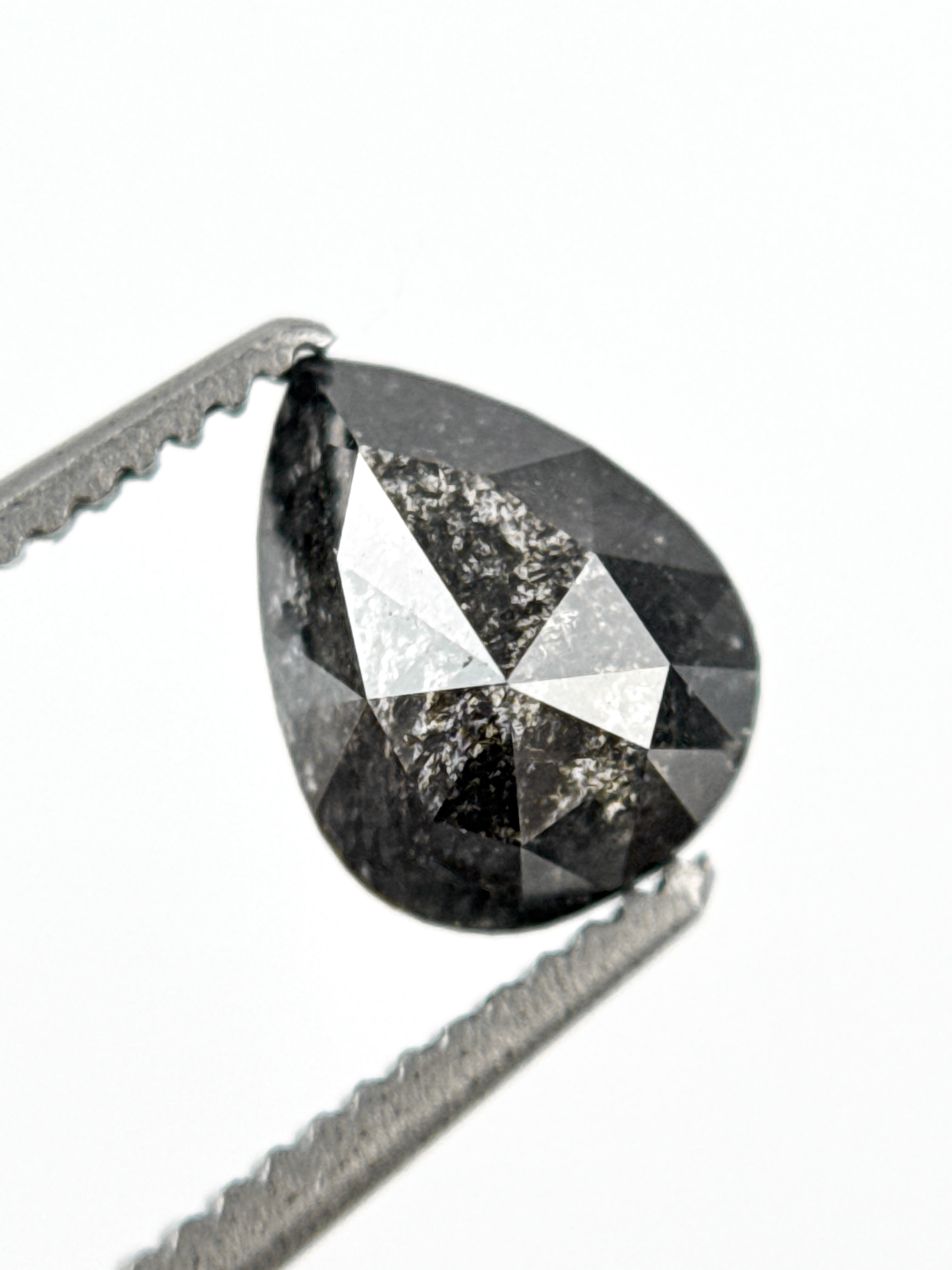 1.10 Ct Pear Rose Cut Grey Natural Minimalist Diamond