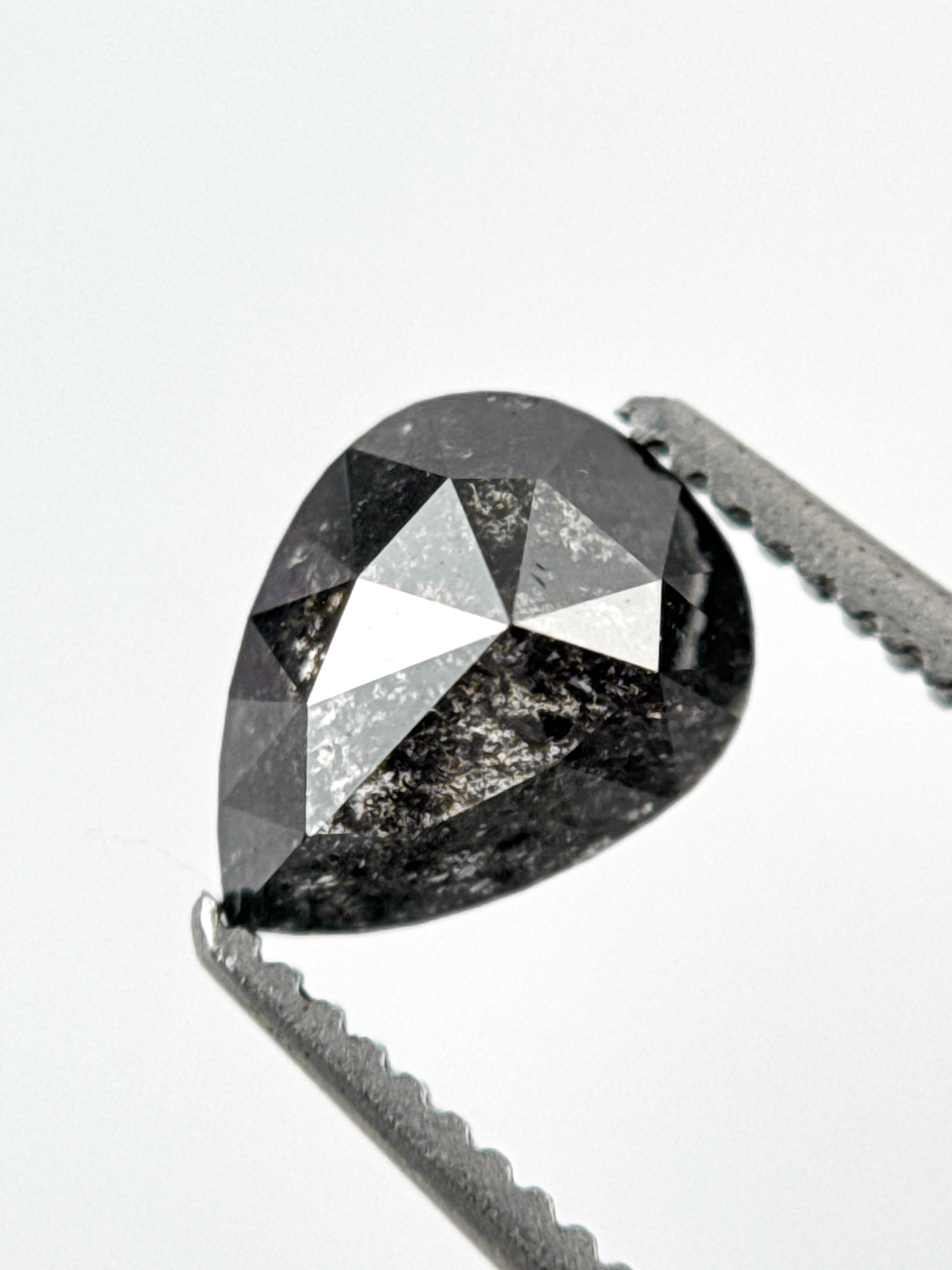 1.10 Ct Pear Rose Cut Grey Natural Minimalist Diamond