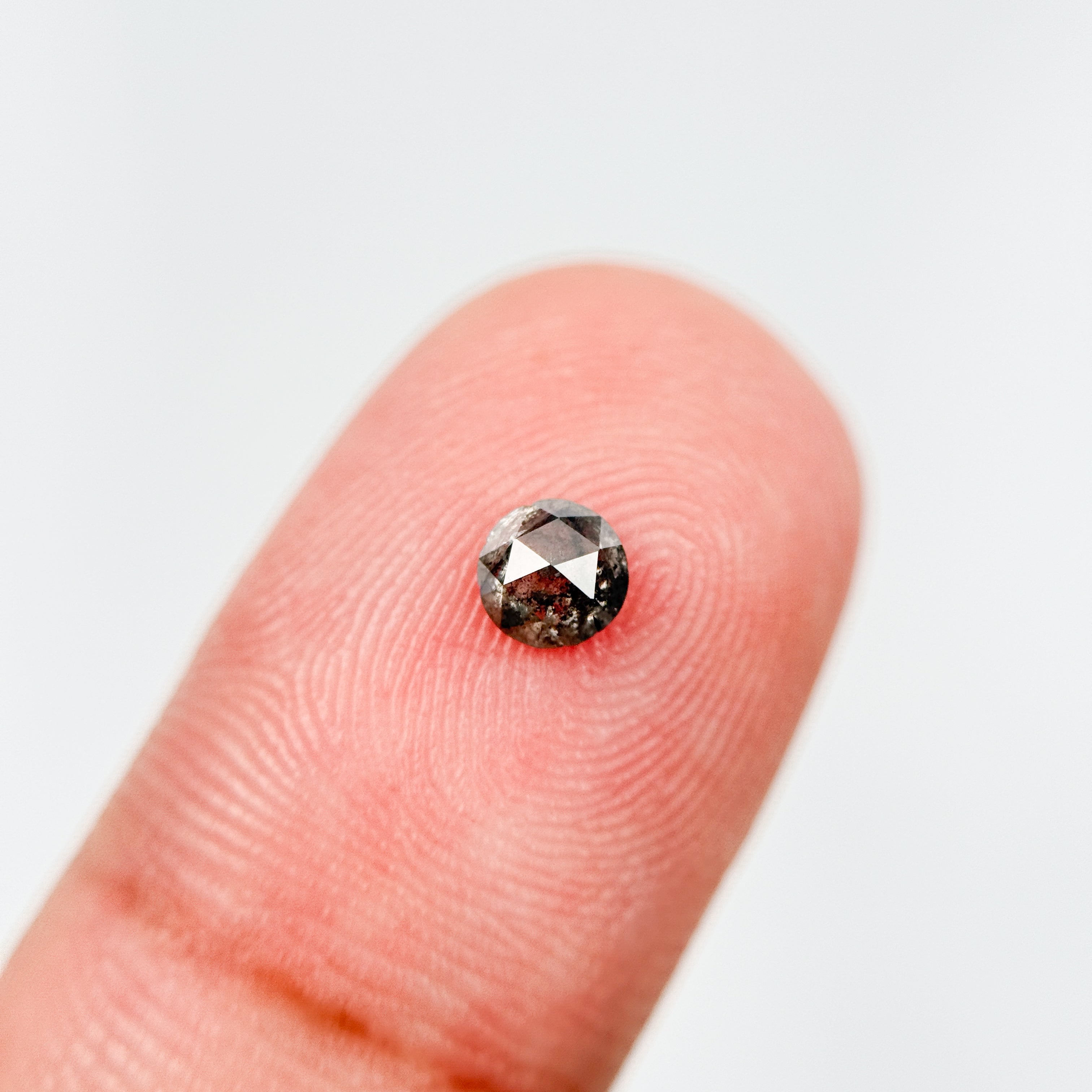 0.32 Ct Round Rose Cut Grey Natural Salt and Pepper Diamond