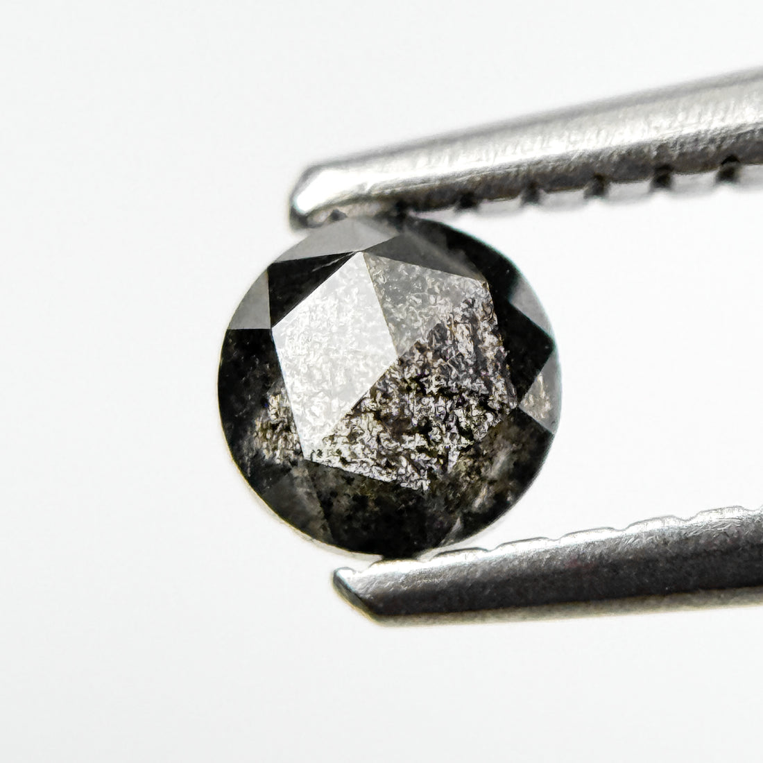 0.32 Ct Round Rose Cut Grey Natural Salt and Pepper Diamond