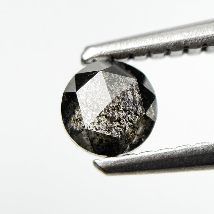 0.32 Ct Round Rose Cut Grey Natural Salt and Pepper Diamond