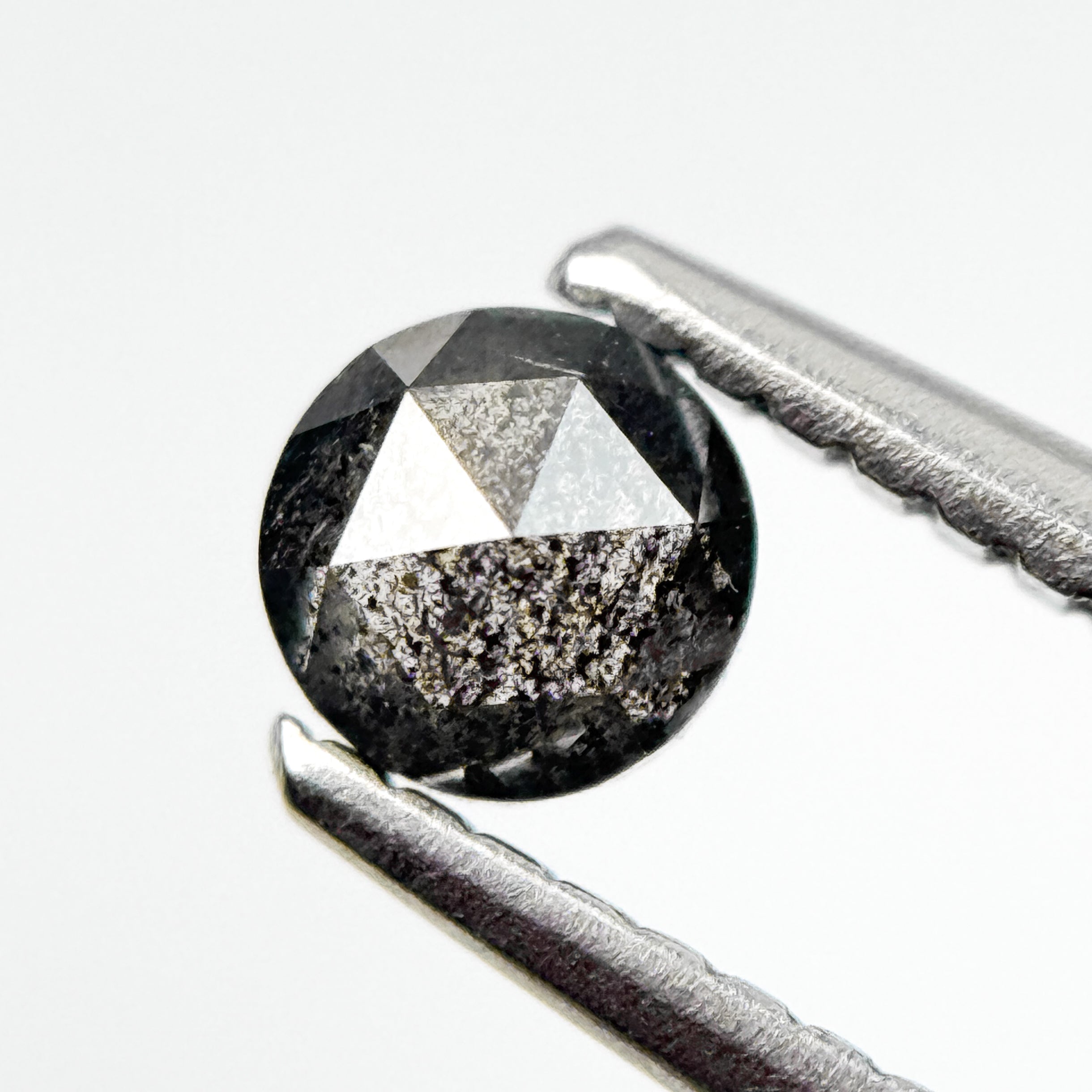 0.32 Ct Round Rose Cut Grey Natural Salt and Pepper Diamond