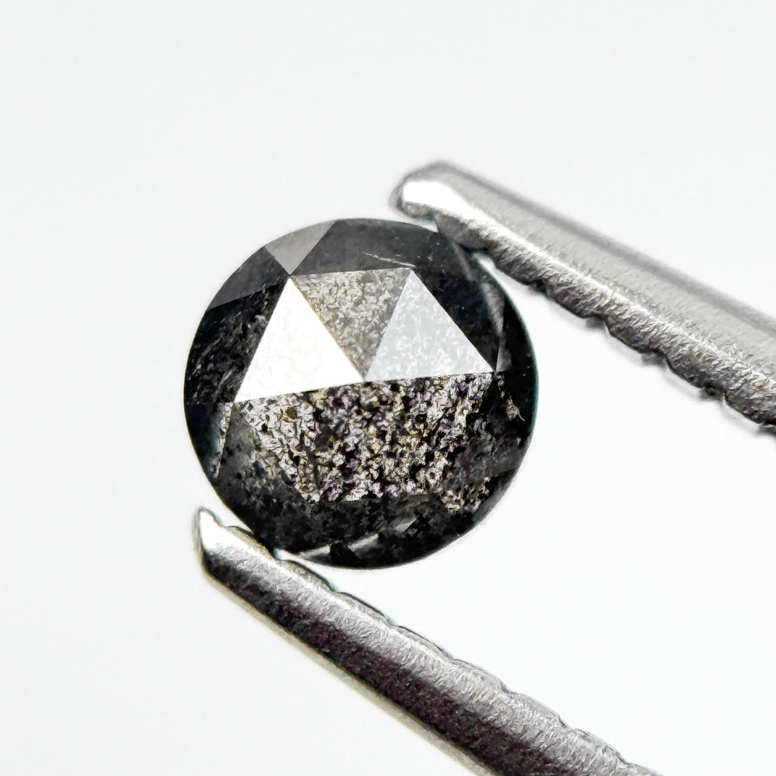 0.32 Ct Round Rose Cut Grey Natural Salt and Pepper Diamond