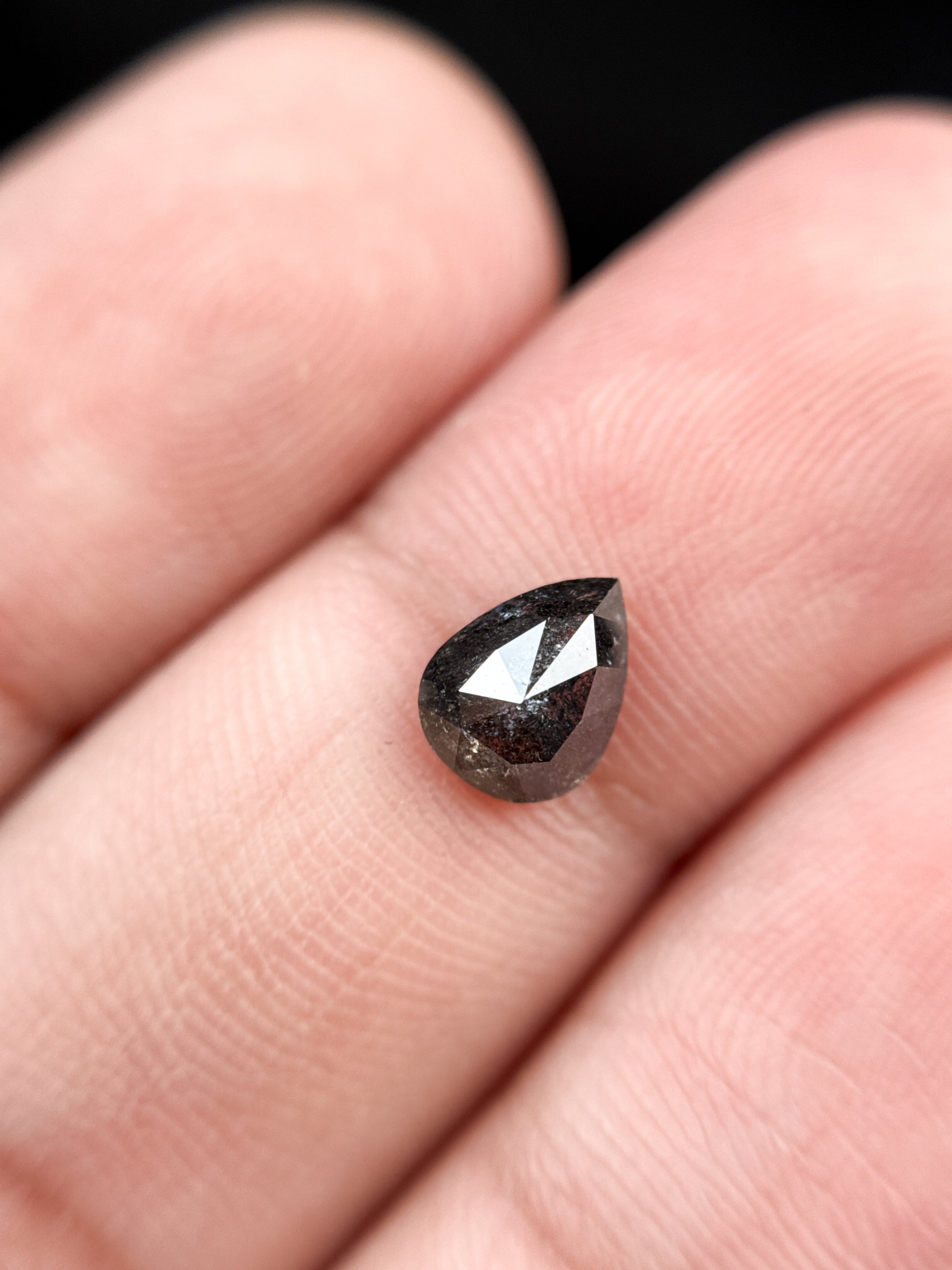 1.10 Ct Pear Rose Cut Grey Natural Minimalist Diamond