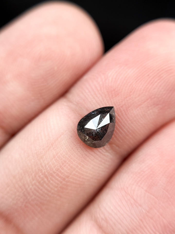 1.10 Ct Pear Rose Cut Grey Natural Minimalist Diamond