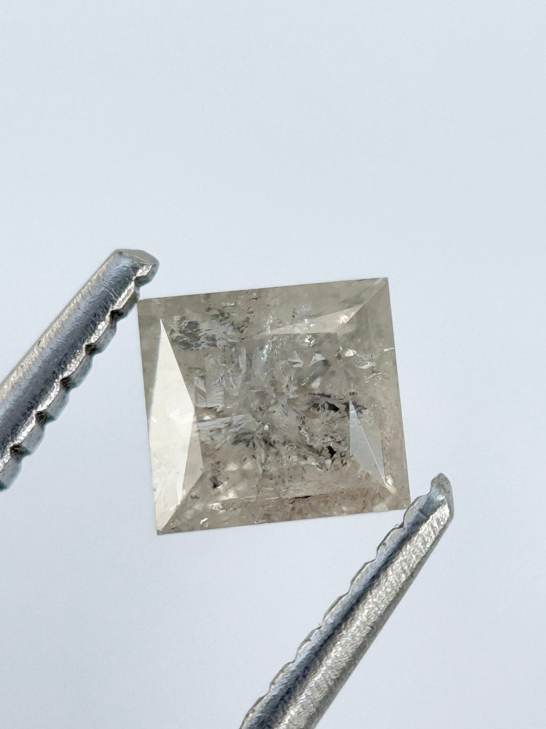 0.73 Ct Princess Rose Cut Grey Natural Salt and Pepper Diamond