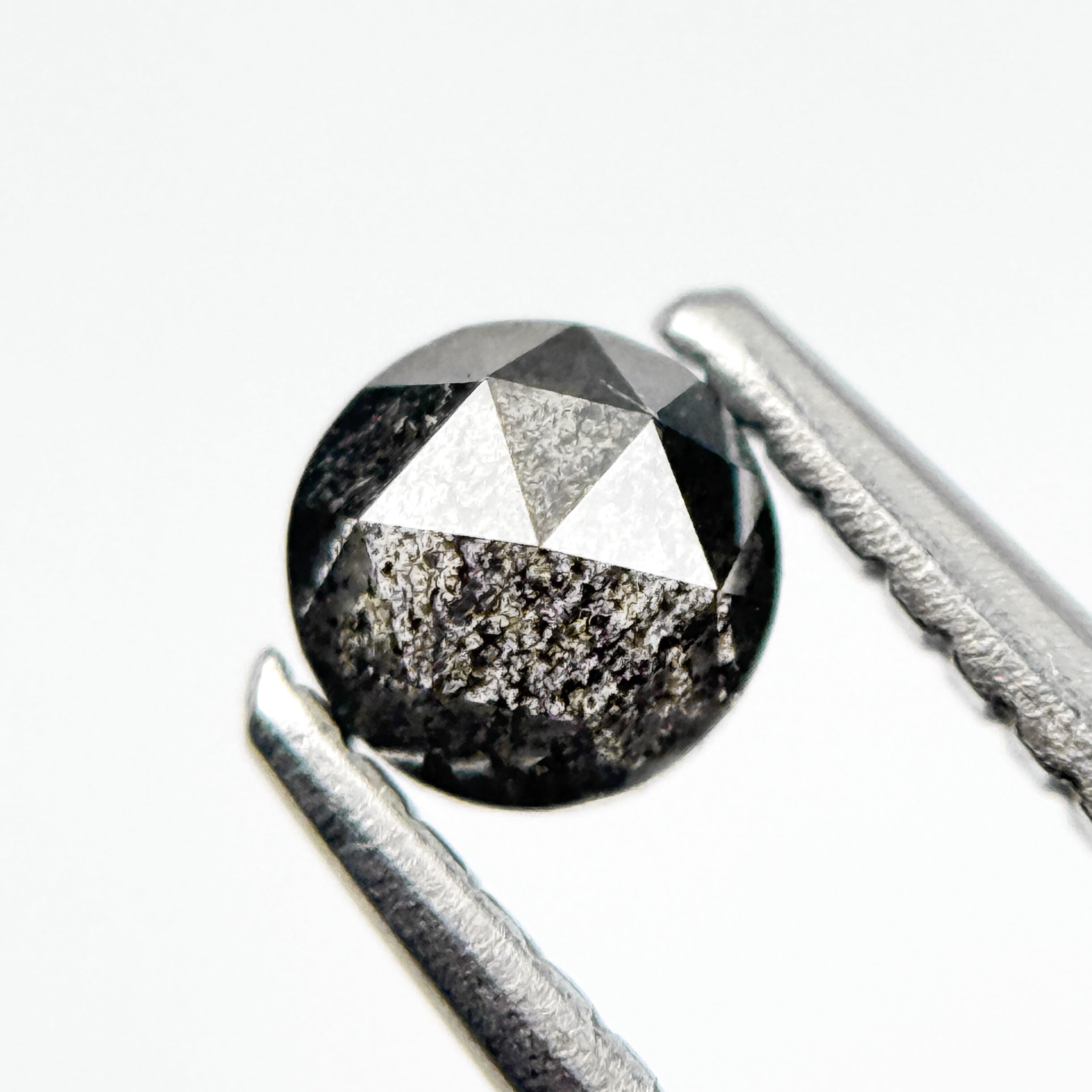 0.32 Ct Round Rose Cut Grey Natural Salt and Pepper Diamond