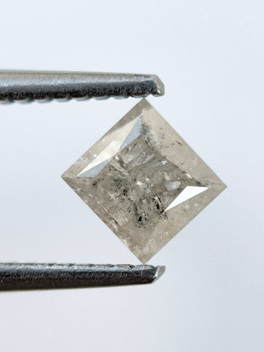 0.73 Ct Princess Rose Cut Grey Natural Salt and Pepper Diamond