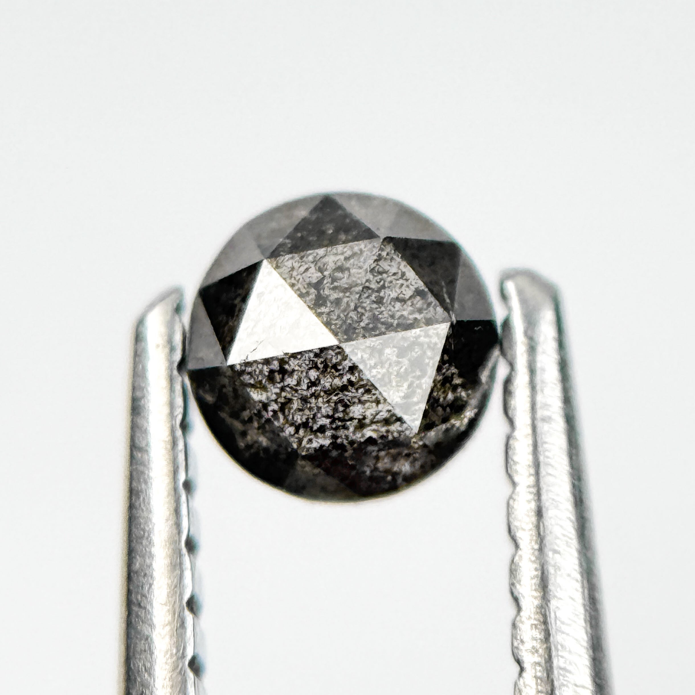 0.32 Ct Round Rose Cut Grey Natural Salt and Pepper Diamond