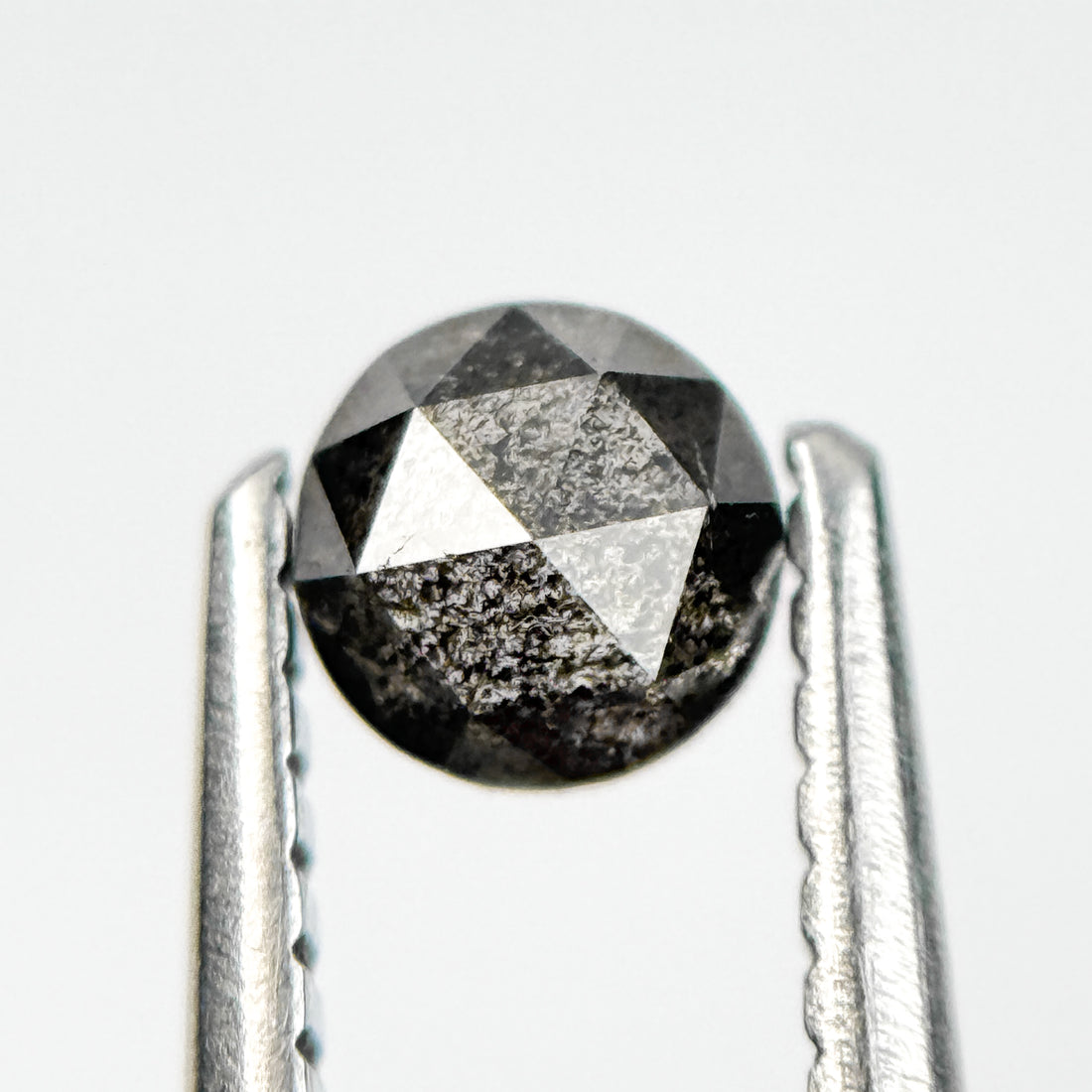 0.32 Ct Round Rose Cut Grey Natural Salt and Pepper Diamond