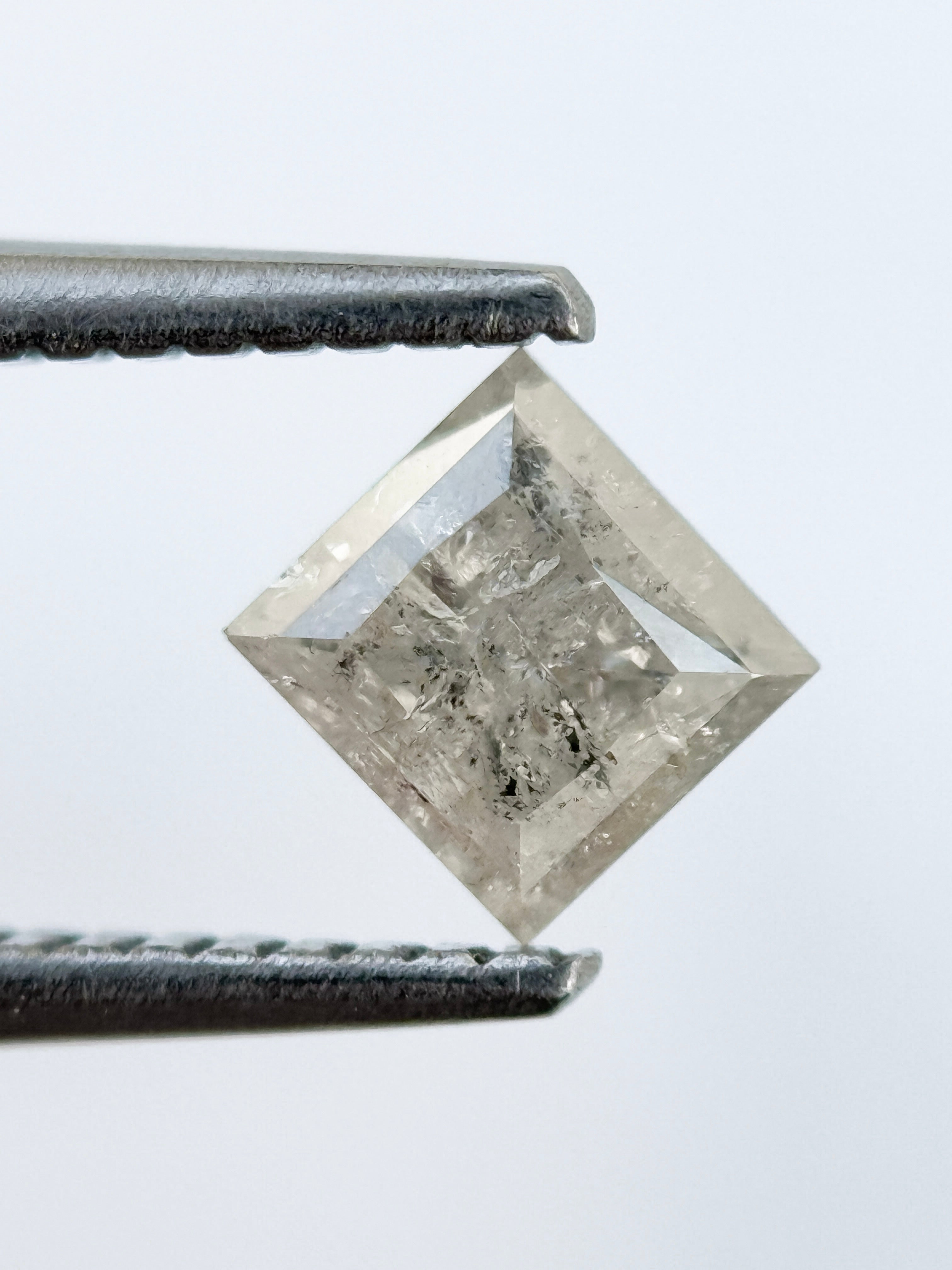 0.73 Ct Princess Rose Cut Grey Natural Salt and Pepper Diamond