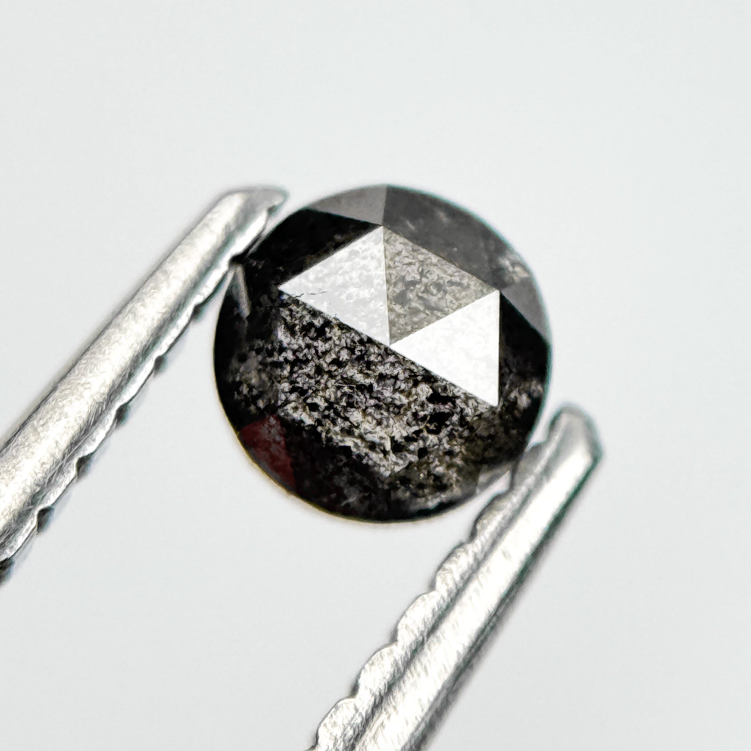 0.32 Ct Round Rose Cut Grey Natural Salt and Pepper Diamond