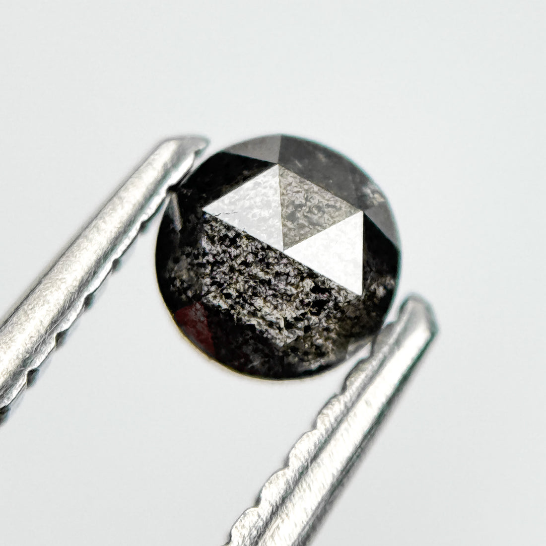 0.32 Ct Round Rose Cut Grey Natural Salt and Pepper Diamond