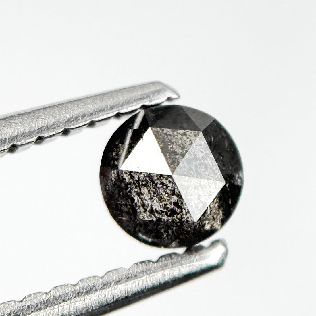 0.32 Ct Round Rose Cut Grey Natural Salt and Pepper Diamond