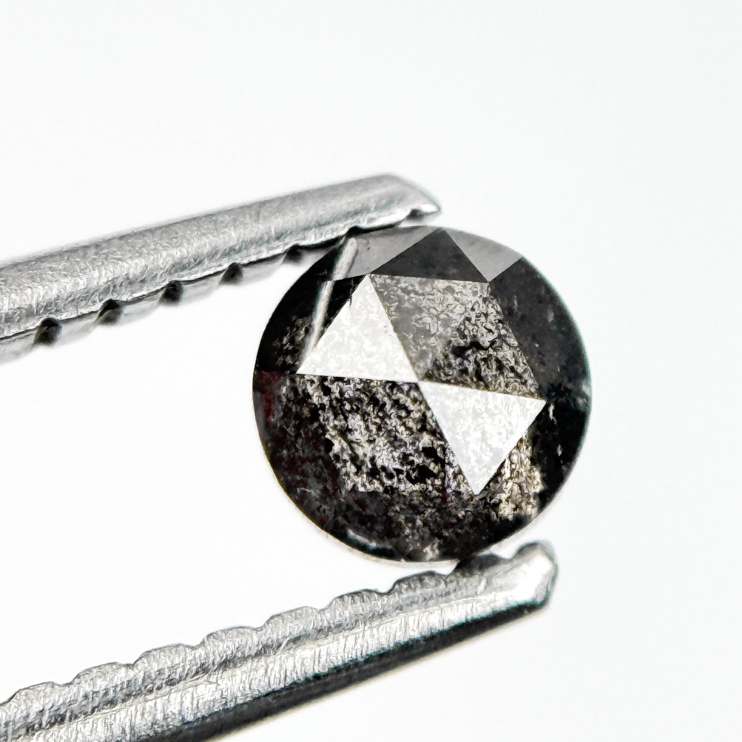 0.32 Ct Round Rose Cut Grey Natural Salt and Pepper Diamond