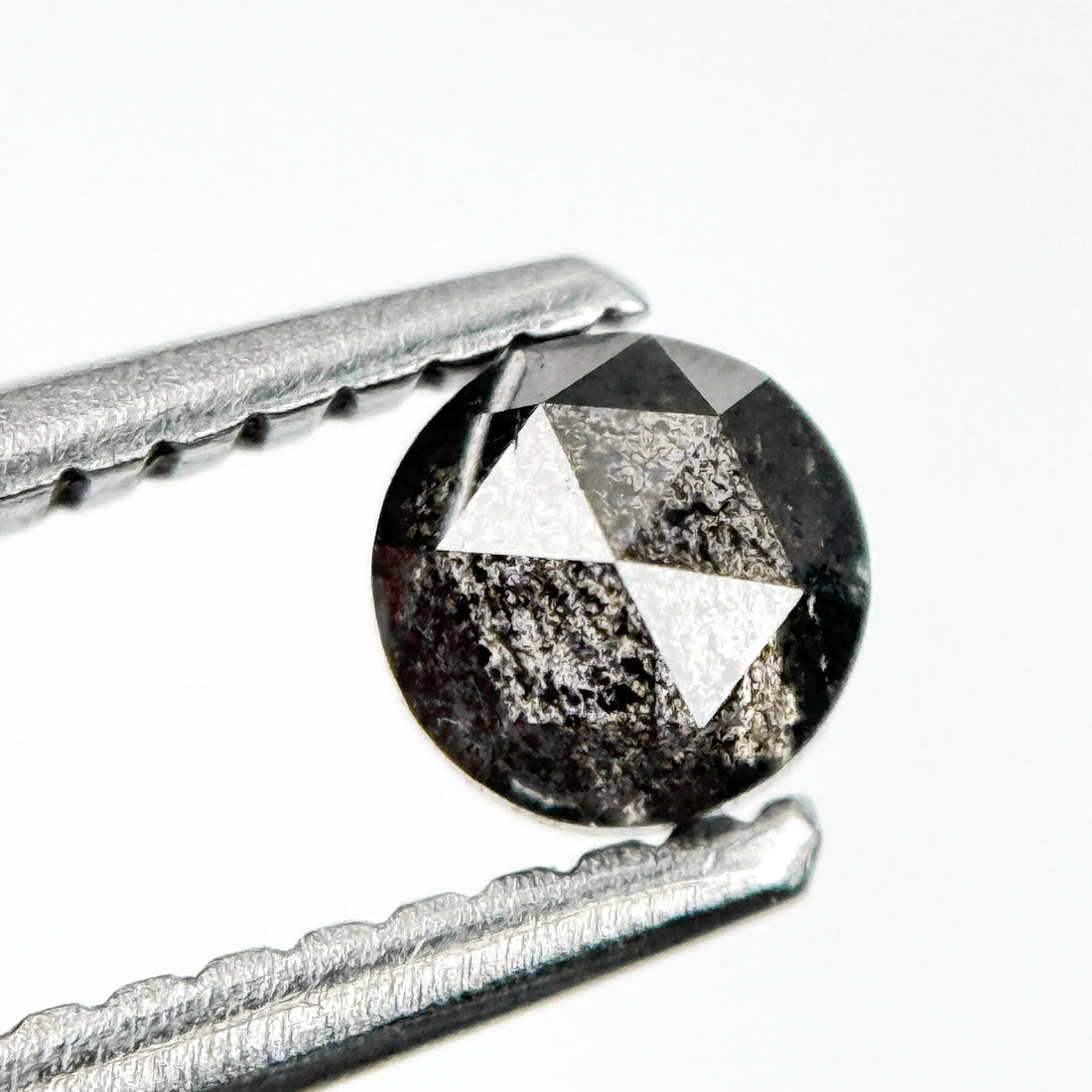 0.32 Ct Round Rose Cut Grey Natural Salt and Pepper Diamond