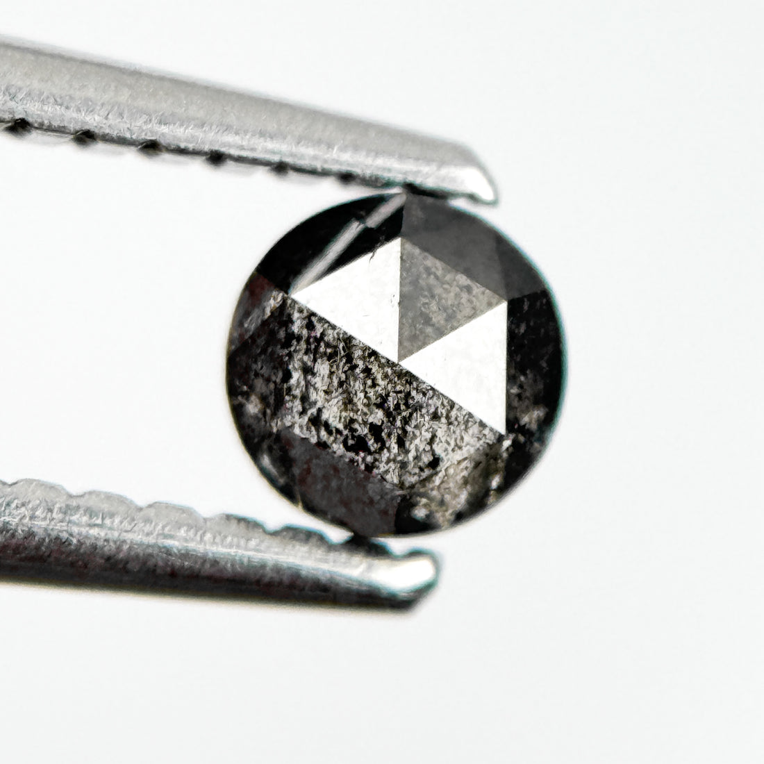 0.32 Ct Round Rose Cut Grey Natural Salt and Pepper Diamond