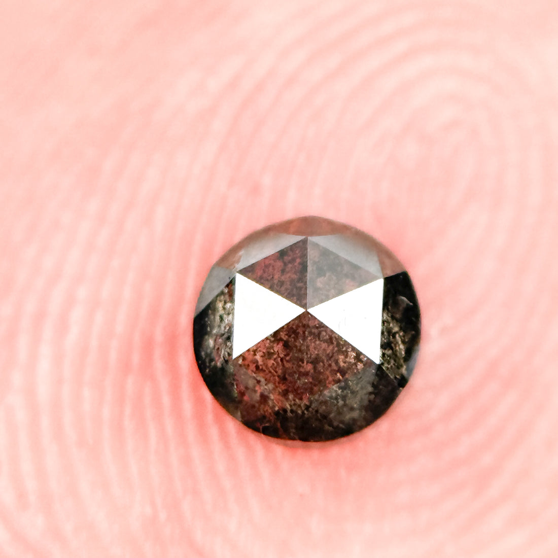 0.32 Ct Round Rose Cut Grey Natural Salt and Pepper Diamond