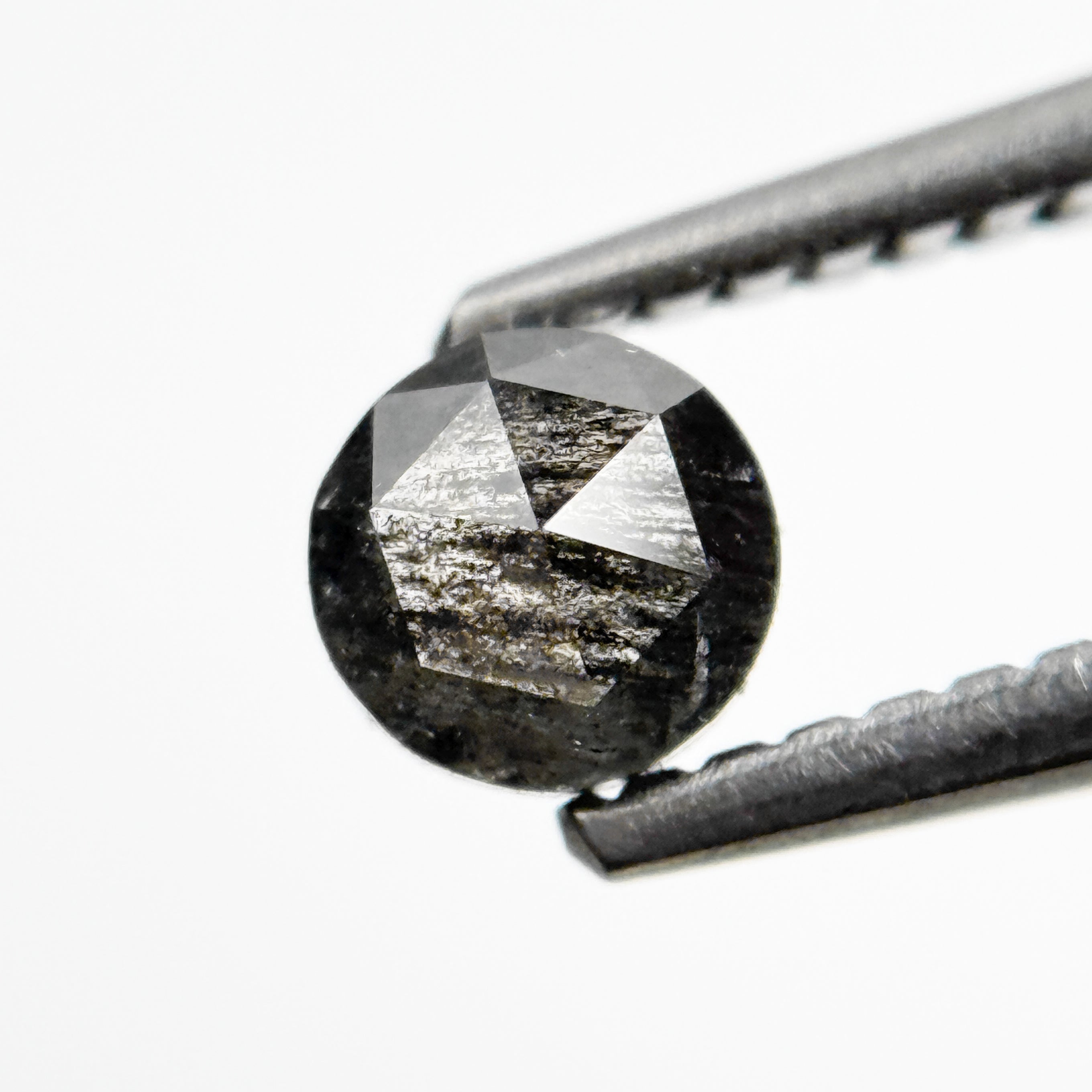 0.35 Ct Round Rose Cut Grey Natural Salt and Pepper Diamond